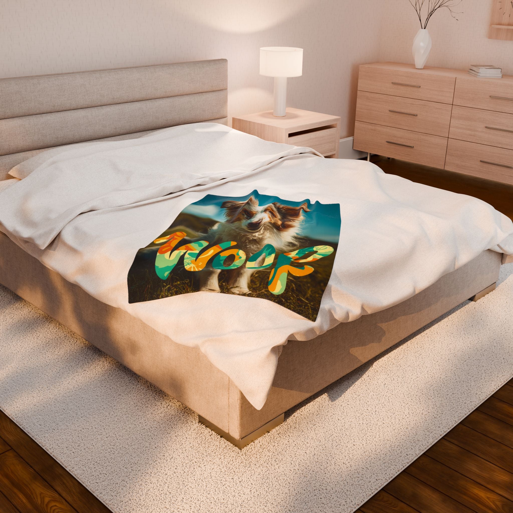 Cozy Dog Lover's Blanket with 'Woof' Design