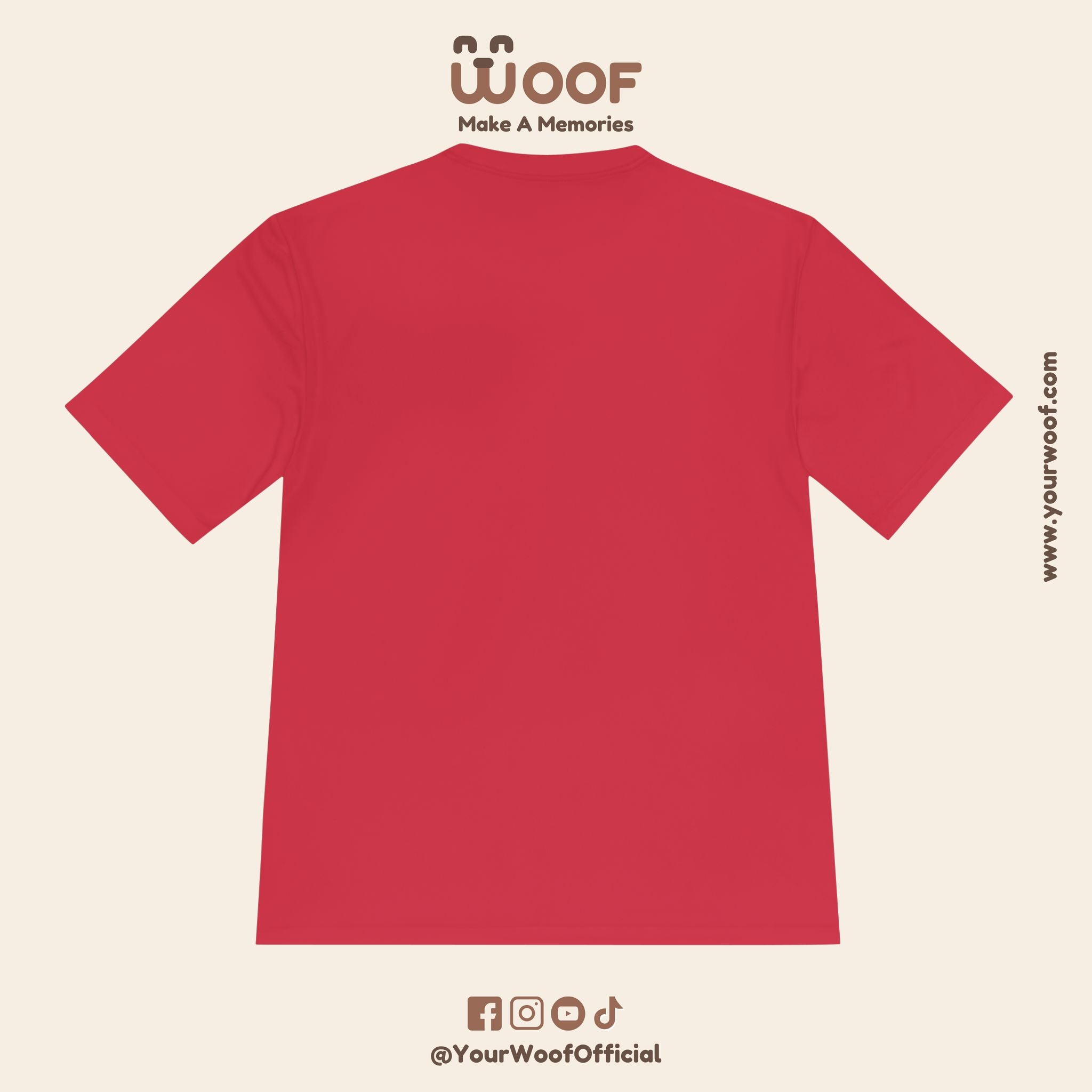 Woof Unisex Moisture Wicking Tee - Dog Lover's Apparel, Perfect for Outdoor Adventures, Pet Days, Gifts for Dog Owners, Cool Summer Wear