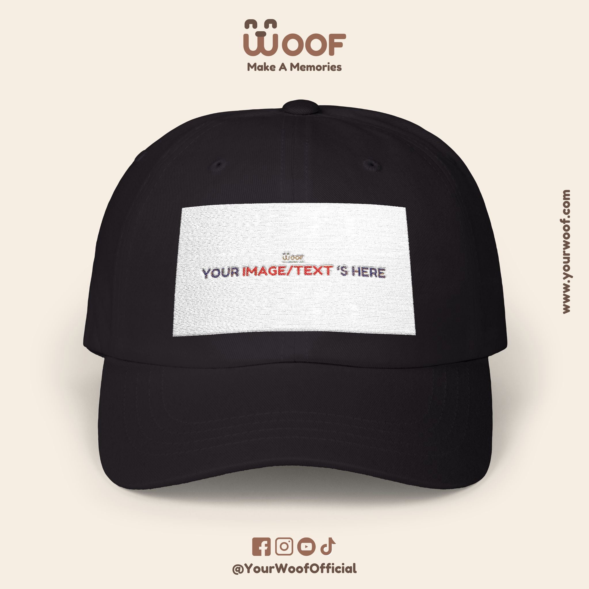 Classic Dad Cap with Woof Design, Adjustable Cap for Dog Lovers, Gift for Pet Owners, Casual Style Hat, Everyday Wear
