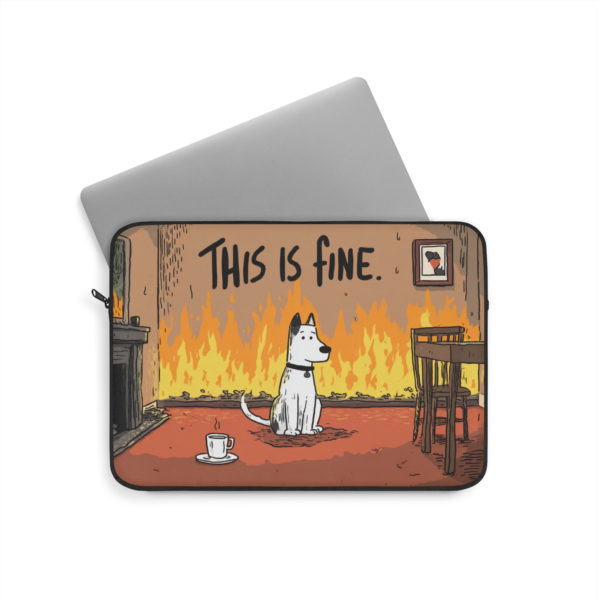 Humorous Laptop Sleeve, Funny Gift for Students, This Is Fine, Office Humor, Tech Accessories for Her