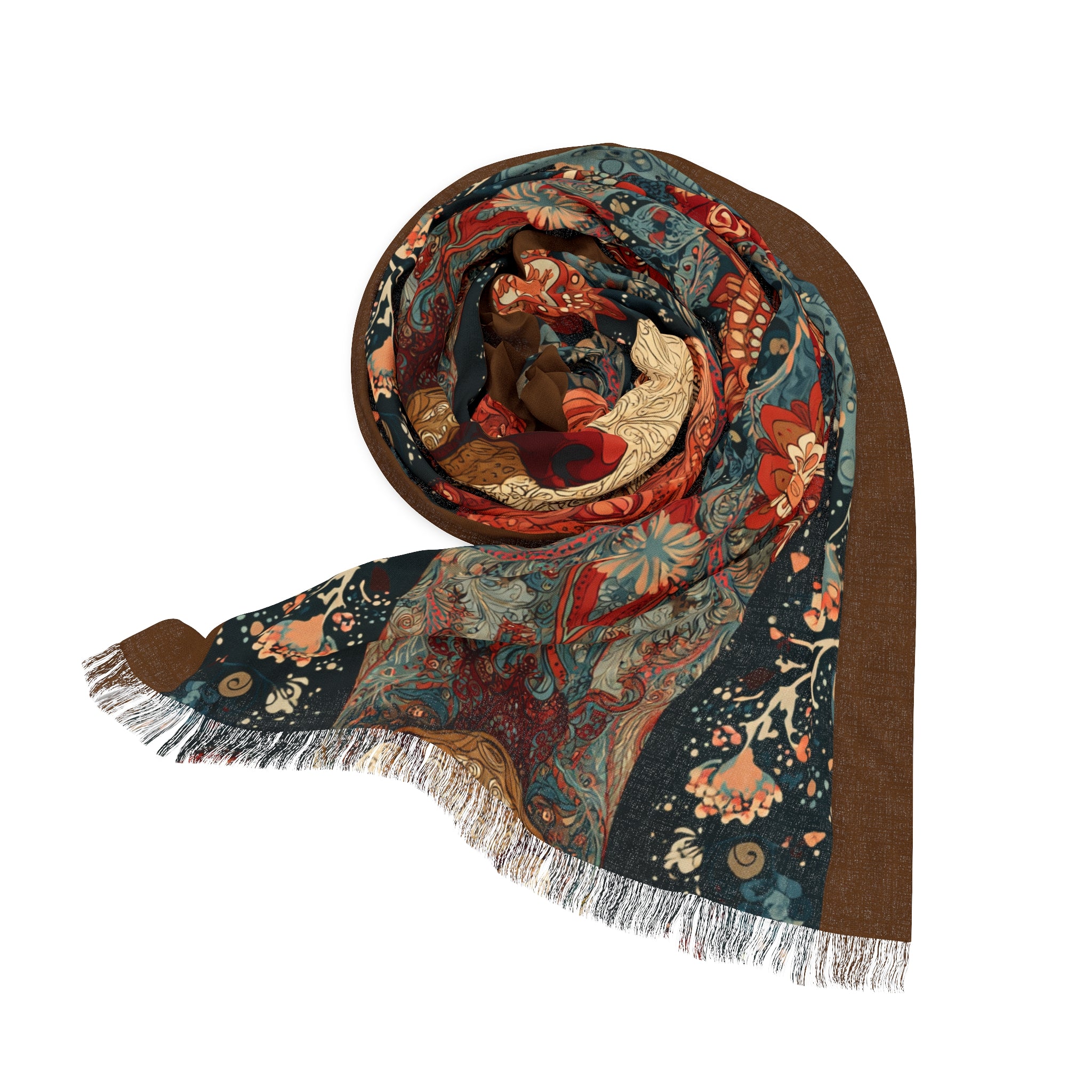 Bohemian Floral Light Scarf with Artistic Mask Design