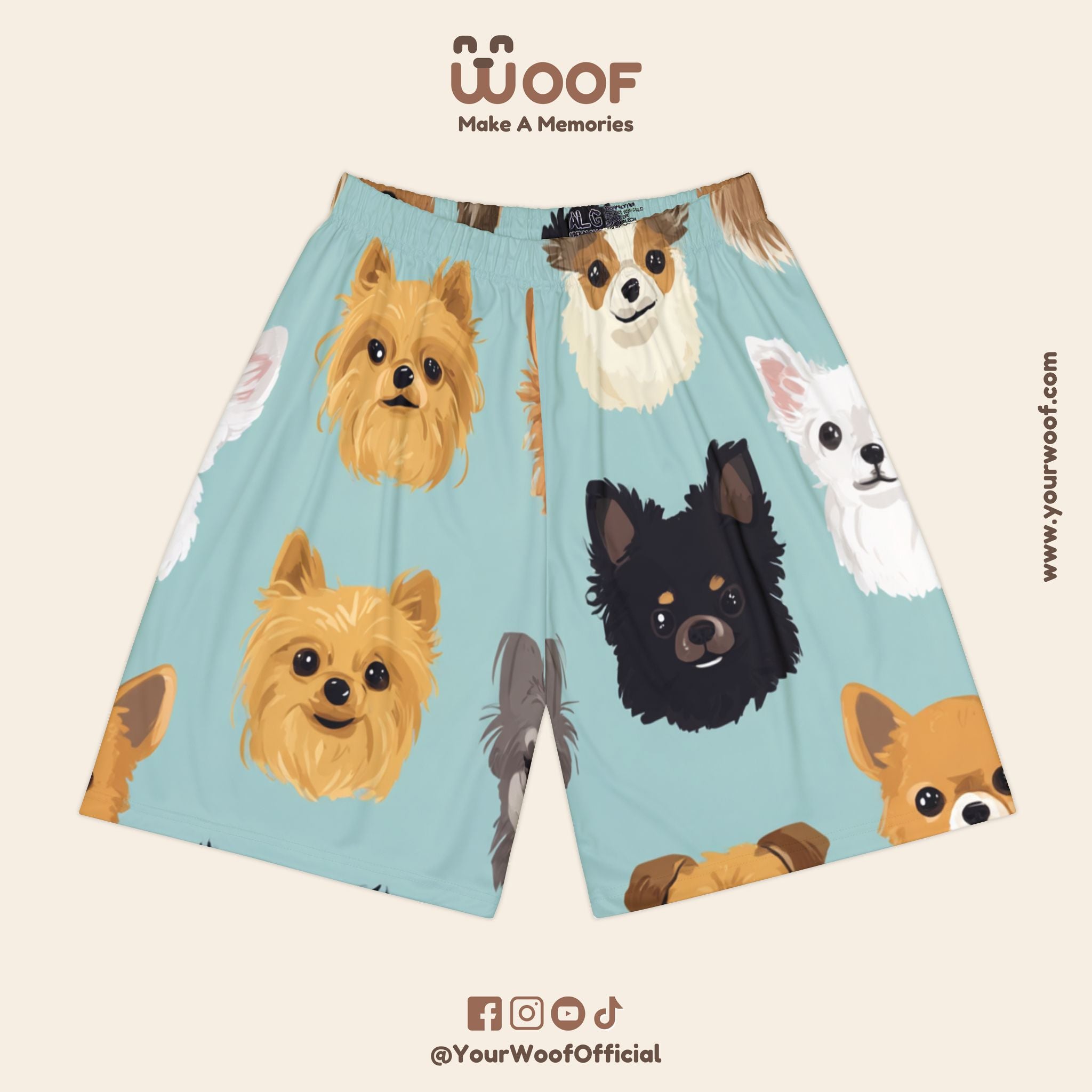 Men's Dog Print Sports Shorts, Pet Lover Shorts, Summer Activewear, Gifts for Dog Owners, Casual Shorts with Puppy Designs