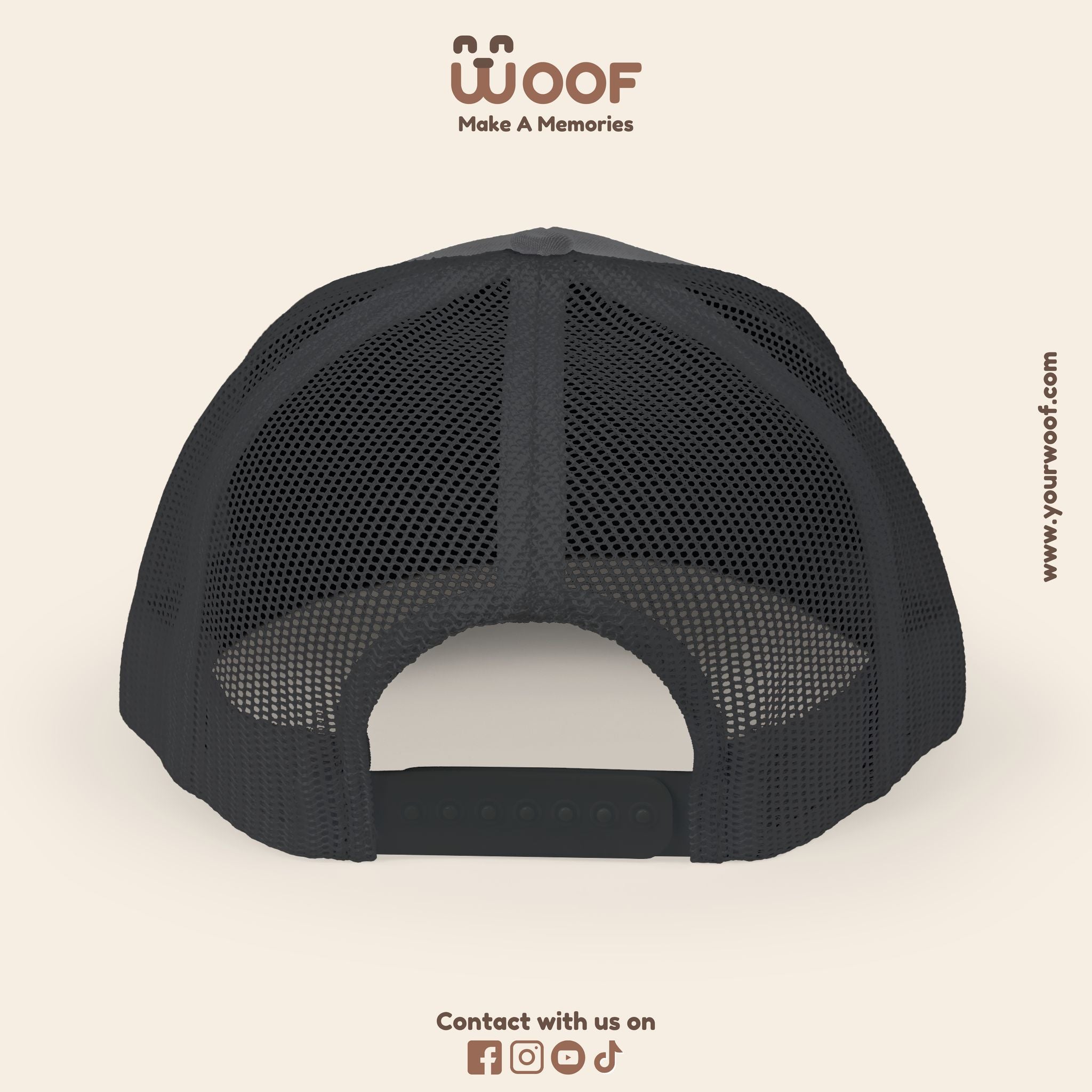 Woof Snapback Trucker Cap - Pet Lovers Gift, Dog Mom Hat, Casual Outdoor Accessory, Fun Pet Apparel, Unique Dog Dad Gift