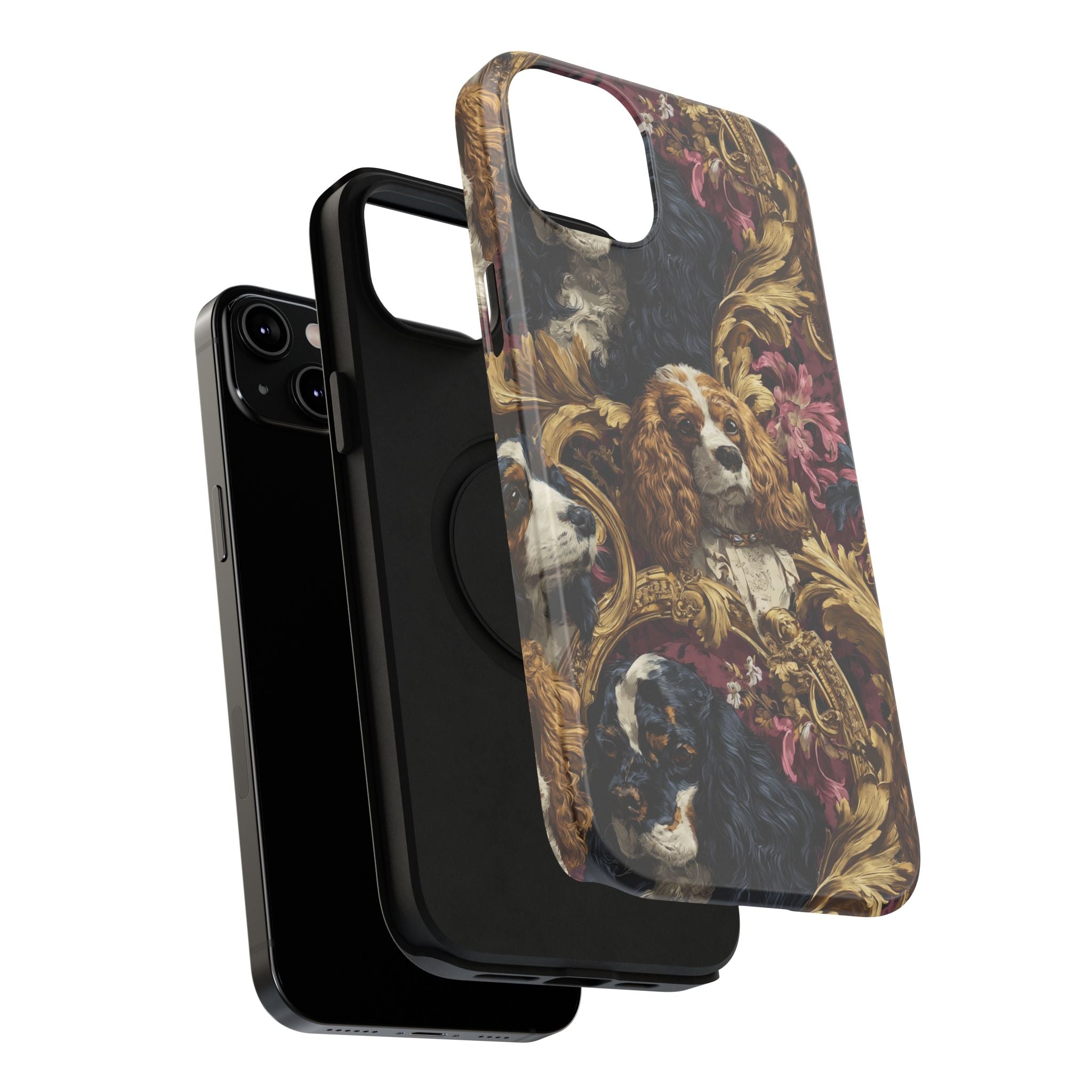 Elegant Pet Portrait Phone Case – Floral Design, Dog Lover Gift, Durable Phone Cover, Unique Art Case, Stylish Accessory