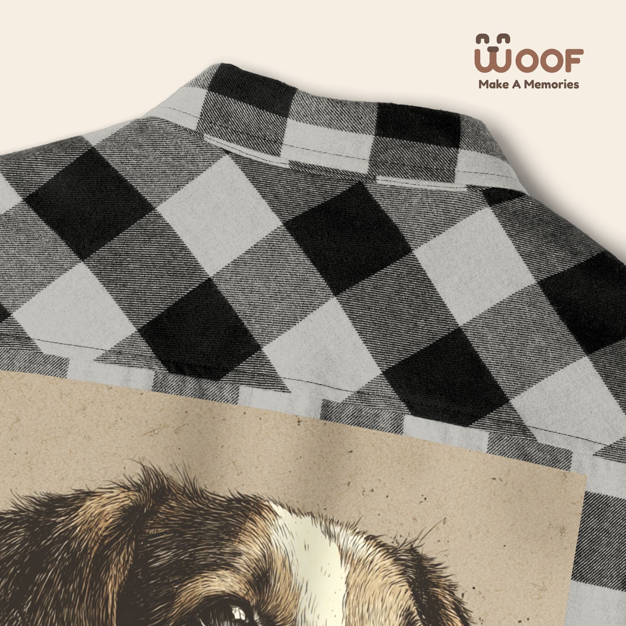 Woof Unisex Flannel Shirt, Dog Lover Apparel, Cozy Flannel, Pet Gift, Casual Wear, Outdoor Adventure, Fall Fashion