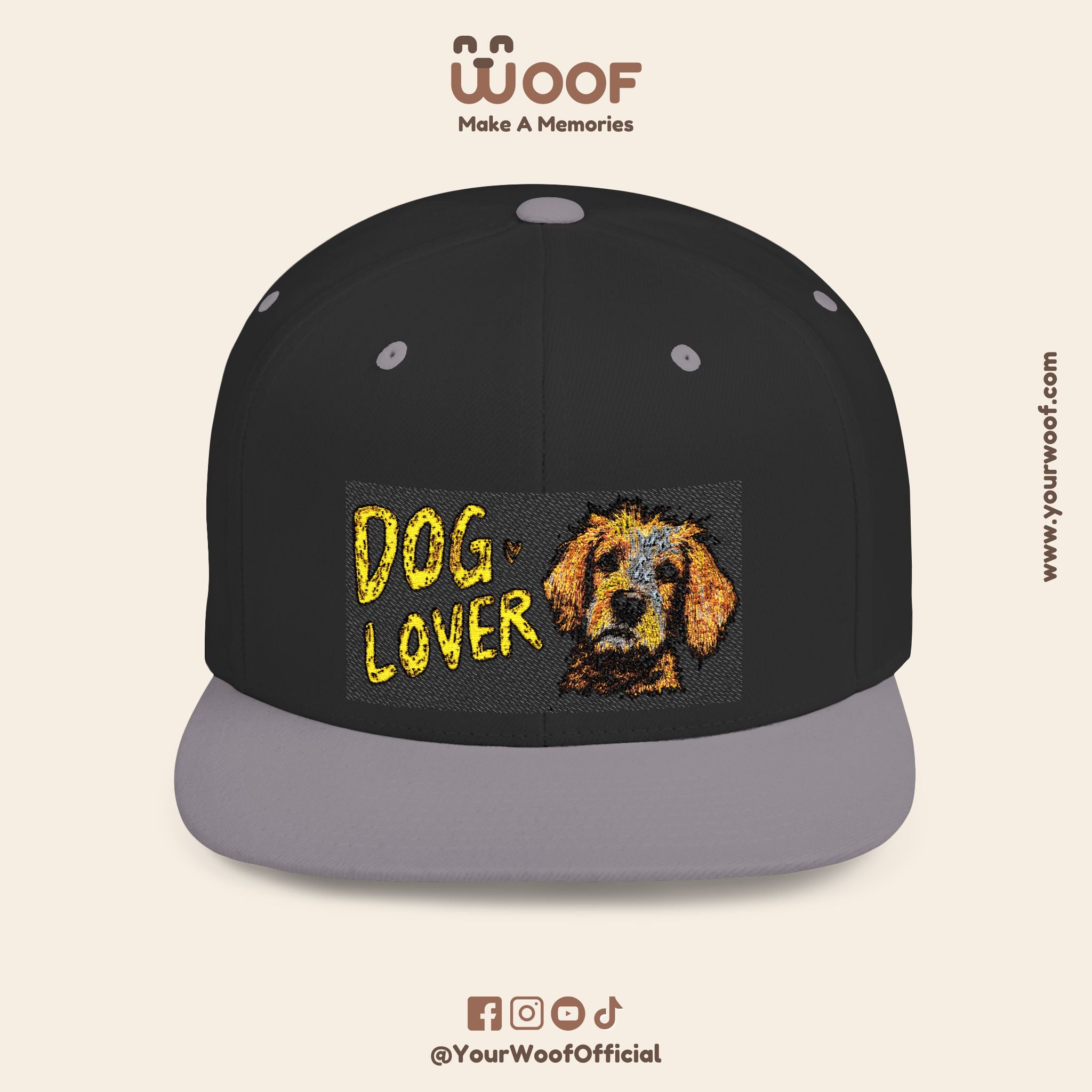 Dog Lover Flat Bill Snapback Hat, Casual Cap for Pet Owners, Dog Gift, Adjustable Hat, Fashion Accessory for Animal Lovers