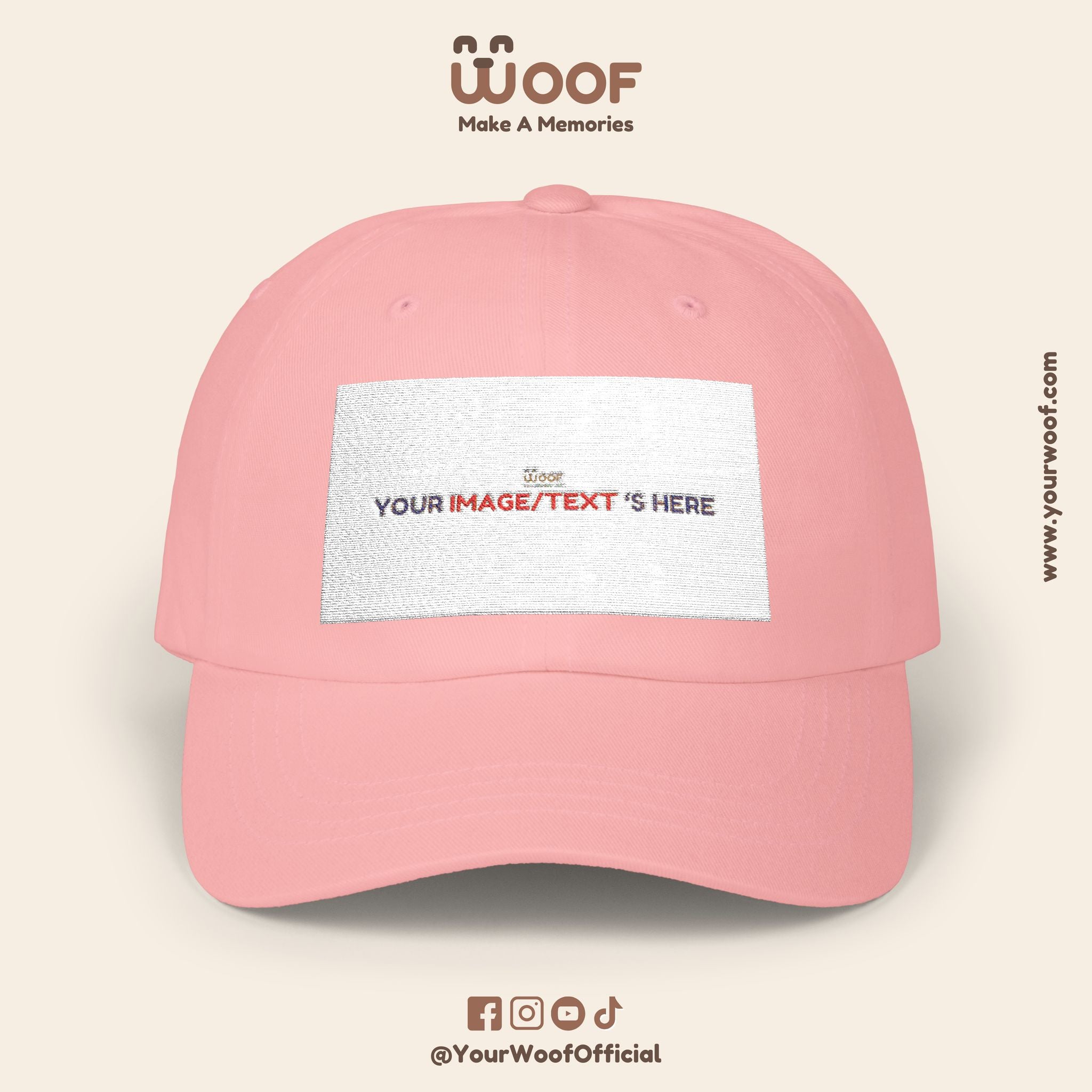 Classic Dad Cap with Woof Design, Adjustable Cap for Dog Lovers, Gift for Pet Owners, Casual Style Hat, Everyday Wear