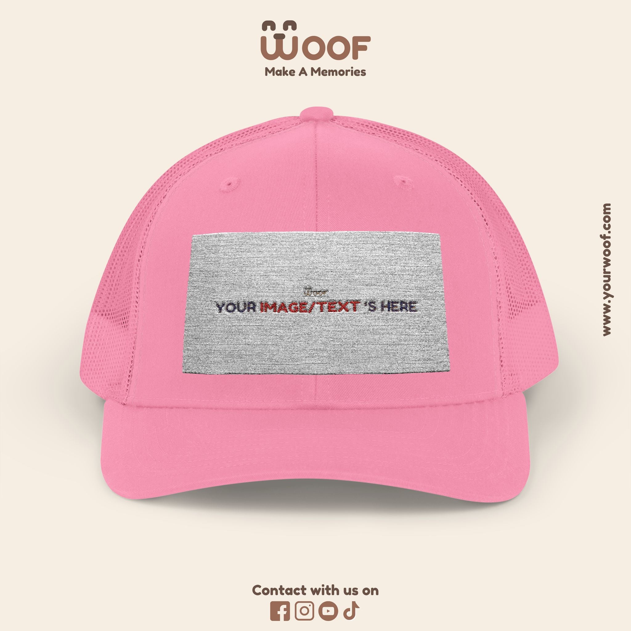 Woof Snapback Trucker Cap - Pet Lovers Gift, Dog Mom Hat, Casual Outdoor Accessory, Fun Pet Apparel, Unique Dog Dad Gift