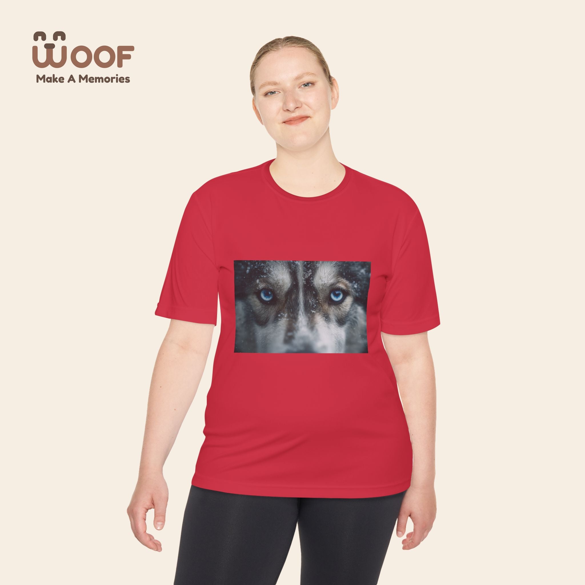 Woof Unisex Moisture Wicking Tee - Dog Lover's Apparel, Perfect for Outdoor Adventures, Pet Days, Gifts for Dog Owners, Cool Summer Wear