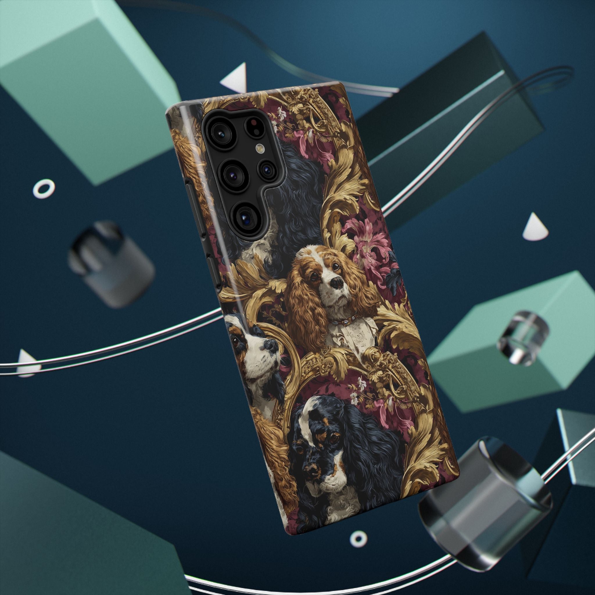 Elegant Pet Portrait Phone Case – Floral Design, Dog Lover Gift, Durable Phone Cover, Unique Art Case, Stylish Accessory