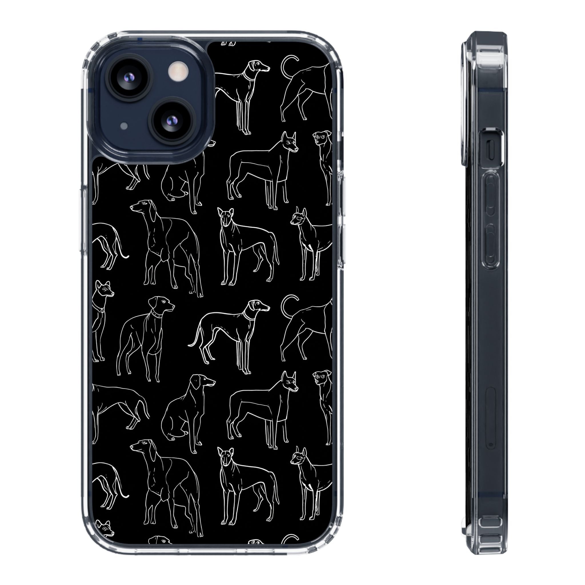 Stylish Dog Print Clear Phone Case, Pet Lover Gift, Customizable Clear Cases, Dog Owner Accessories, Cute Phone Covers