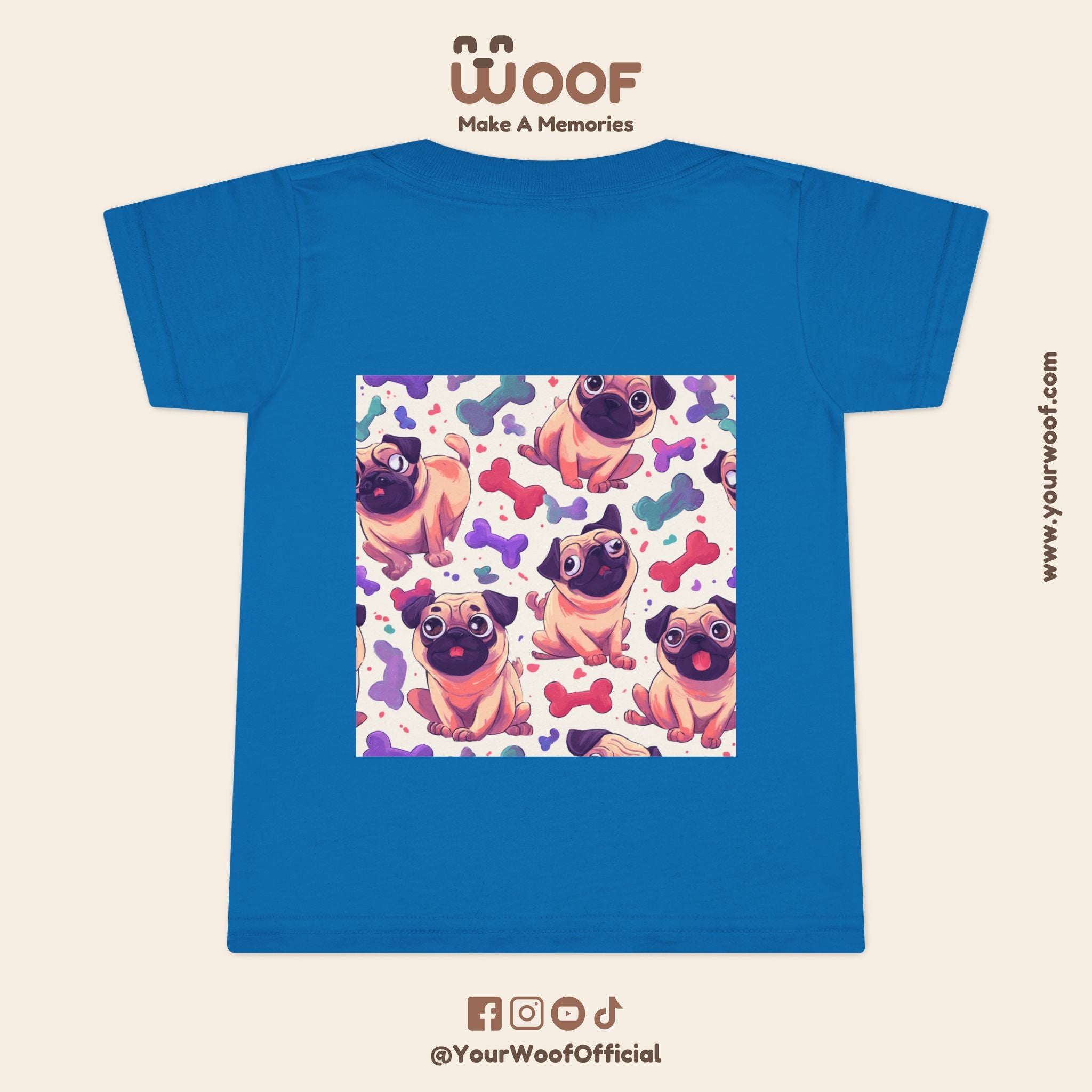 Pug Pattern Toddler T-Shirt, Cute Dog Tee, Kids Wear, Birthday Outfit, Animal Lover Gift, Playful Design, Fun Fashion