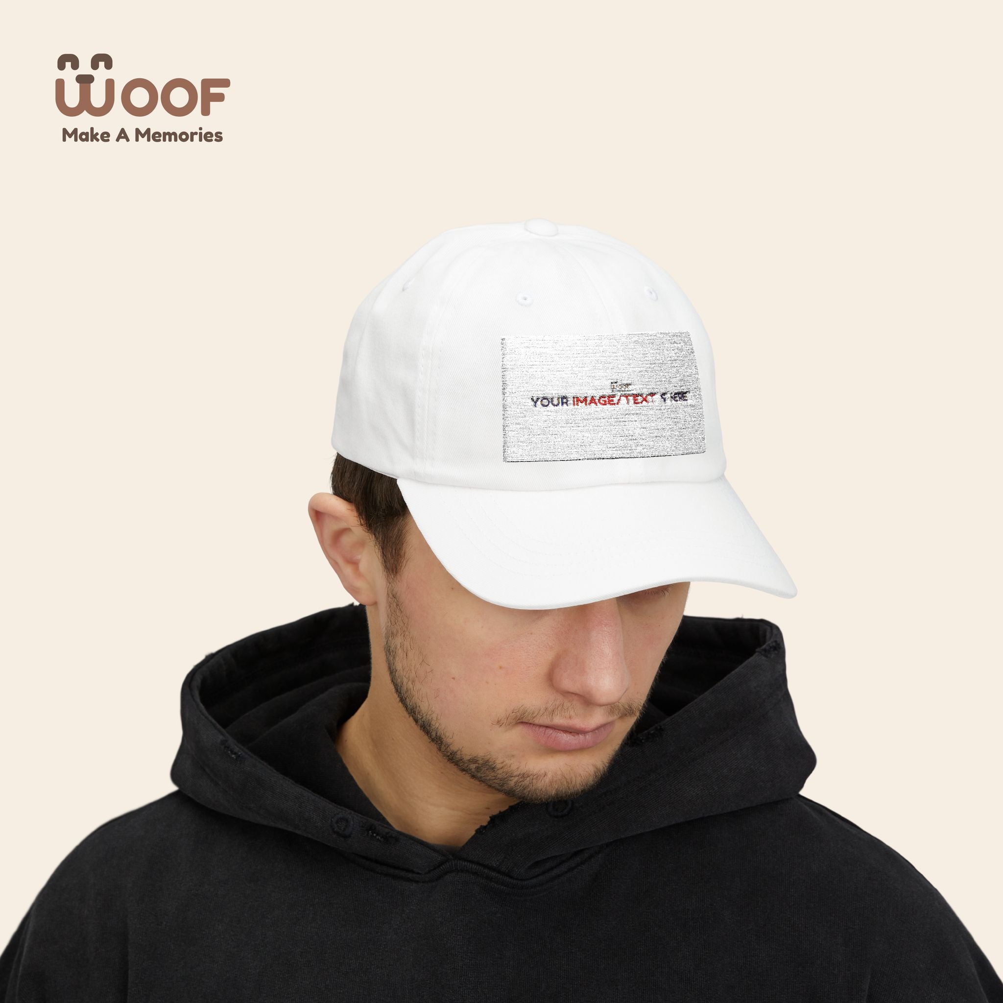 Classic Dad Cap with Woof Design, Adjustable Cap for Dog Lovers, Gift for Pet Owners, Casual Style Hat, Everyday Wear