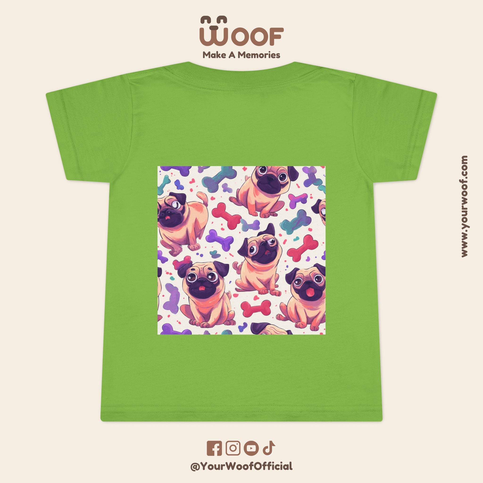 Pug Pattern Toddler T-Shirt, Cute Dog Tee, Kids Wear, Birthday Outfit, Animal Lover Gift, Playful Design, Fun Fashion