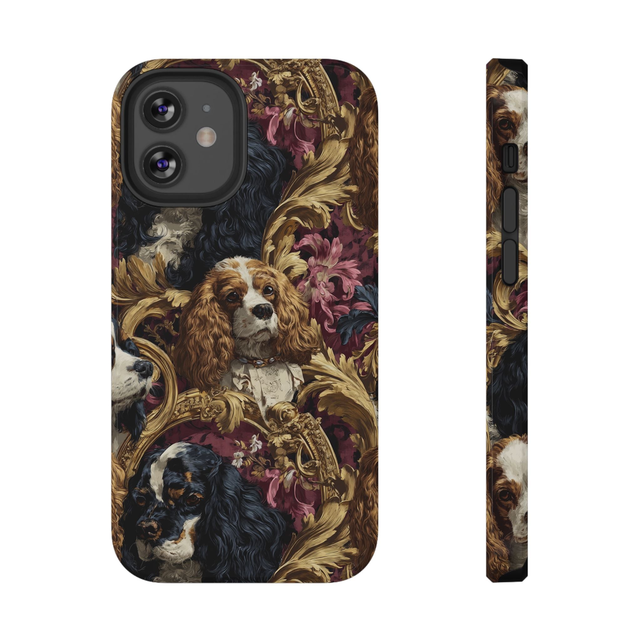 Elegant Pet Portrait Phone Case – Floral Design, Dog Lover Gift, Durable Phone Cover, Unique Art Case, Stylish Accessory