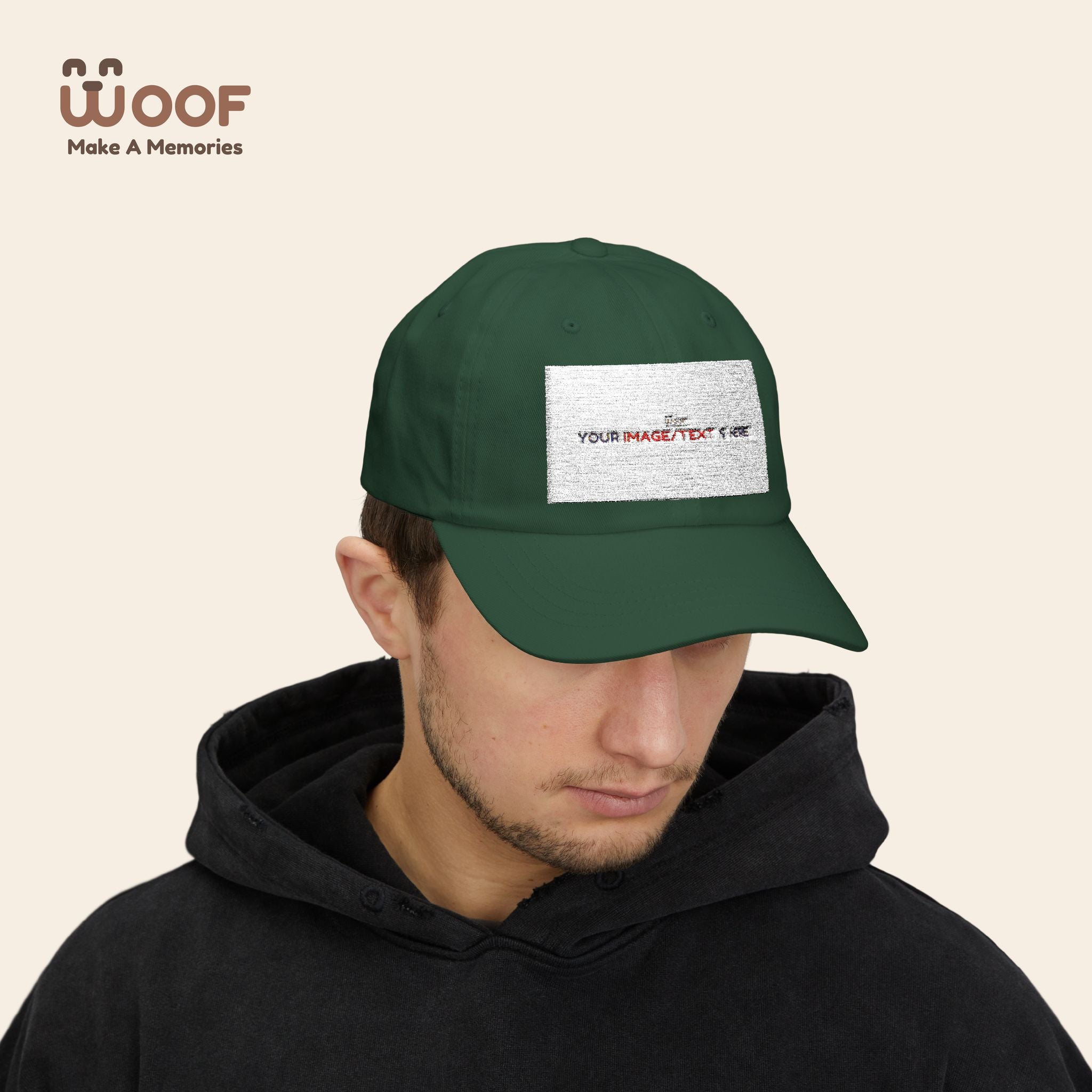 Classic Dad Cap with Woof Design, Adjustable Cap for Dog Lovers, Gift for Pet Owners, Casual Style Hat, Everyday Wear