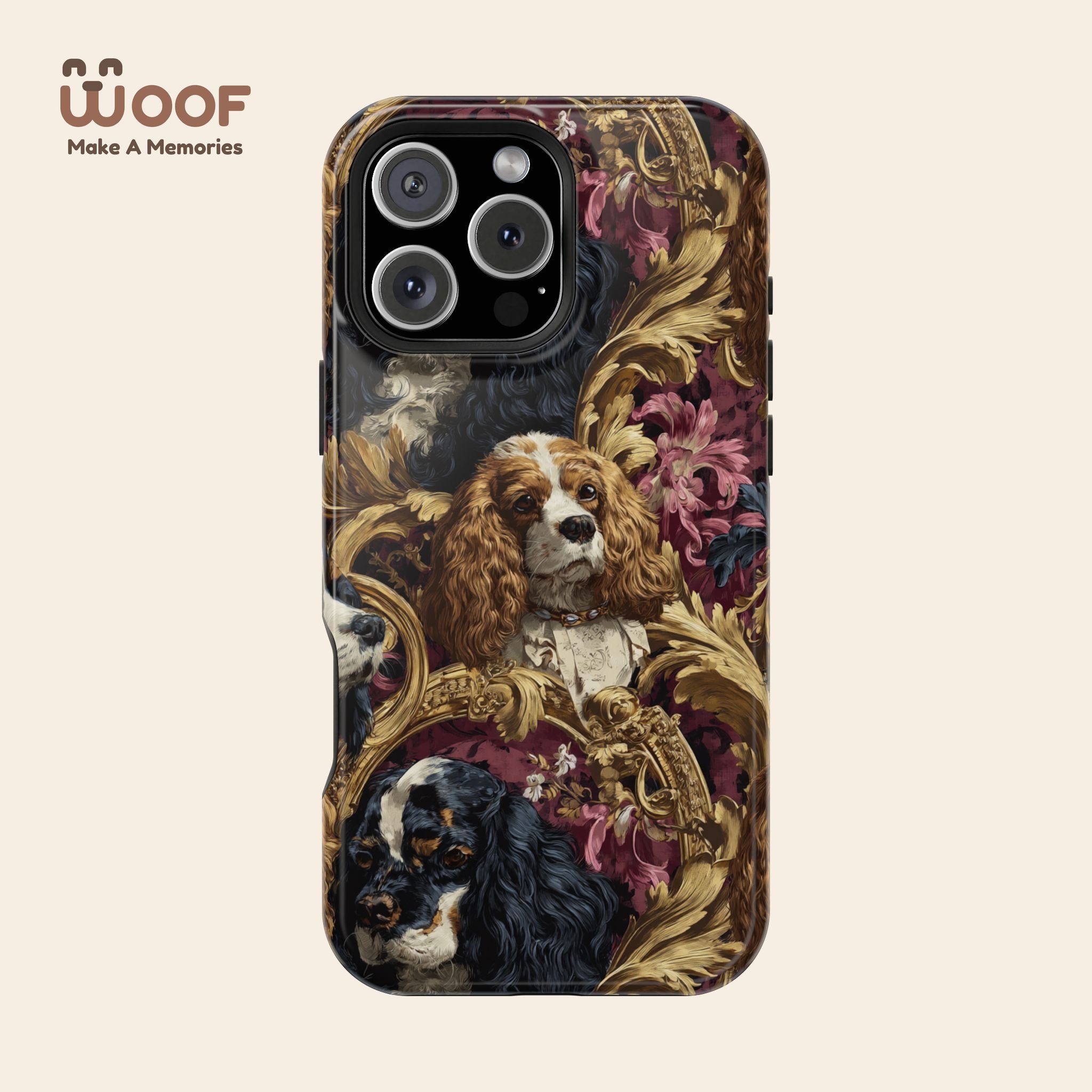 Elegant Pet Portrait Phone Case – Floral Design, Dog Lover Gift, Durable Phone Cover, Unique Art Case, Stylish Accessory
