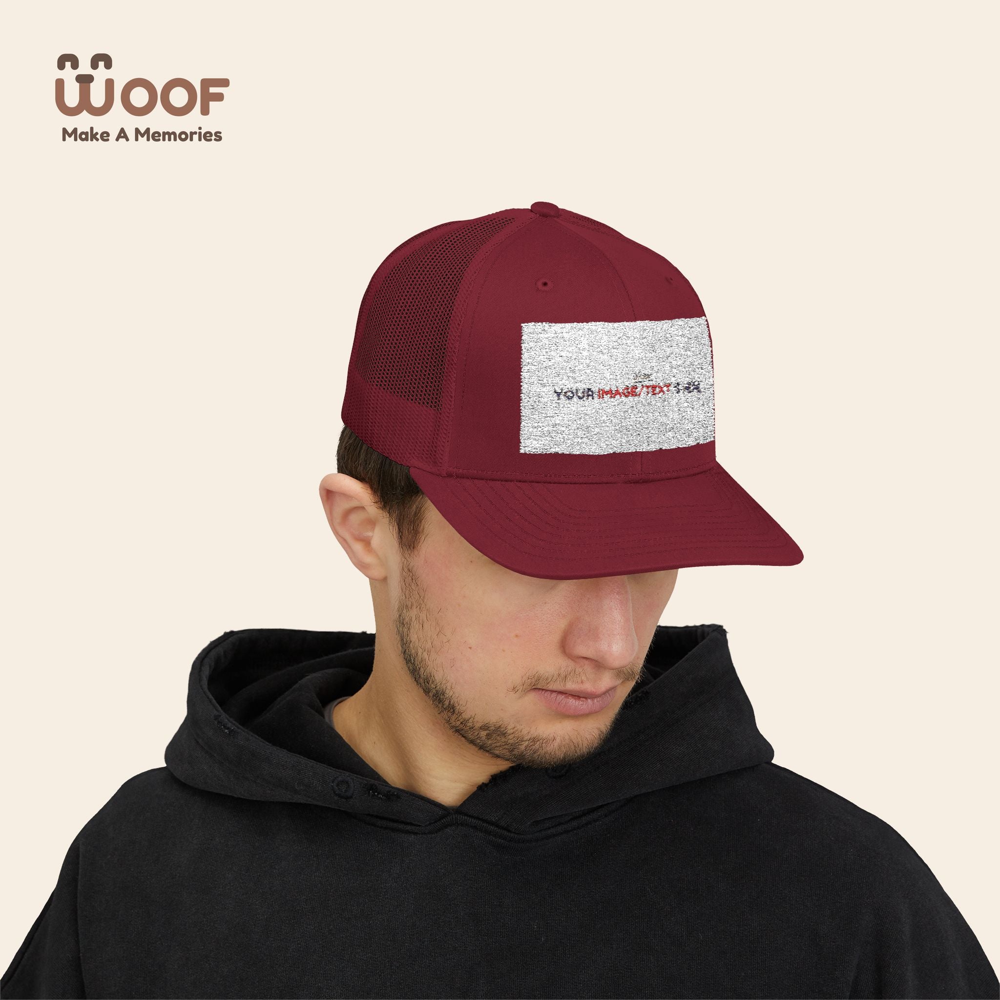 Woof Snapback Trucker Cap - Pet Lovers Gift, Dog Mom Hat, Casual Outdoor Accessory, Fun Pet Apparel, Unique Dog Dad Gift