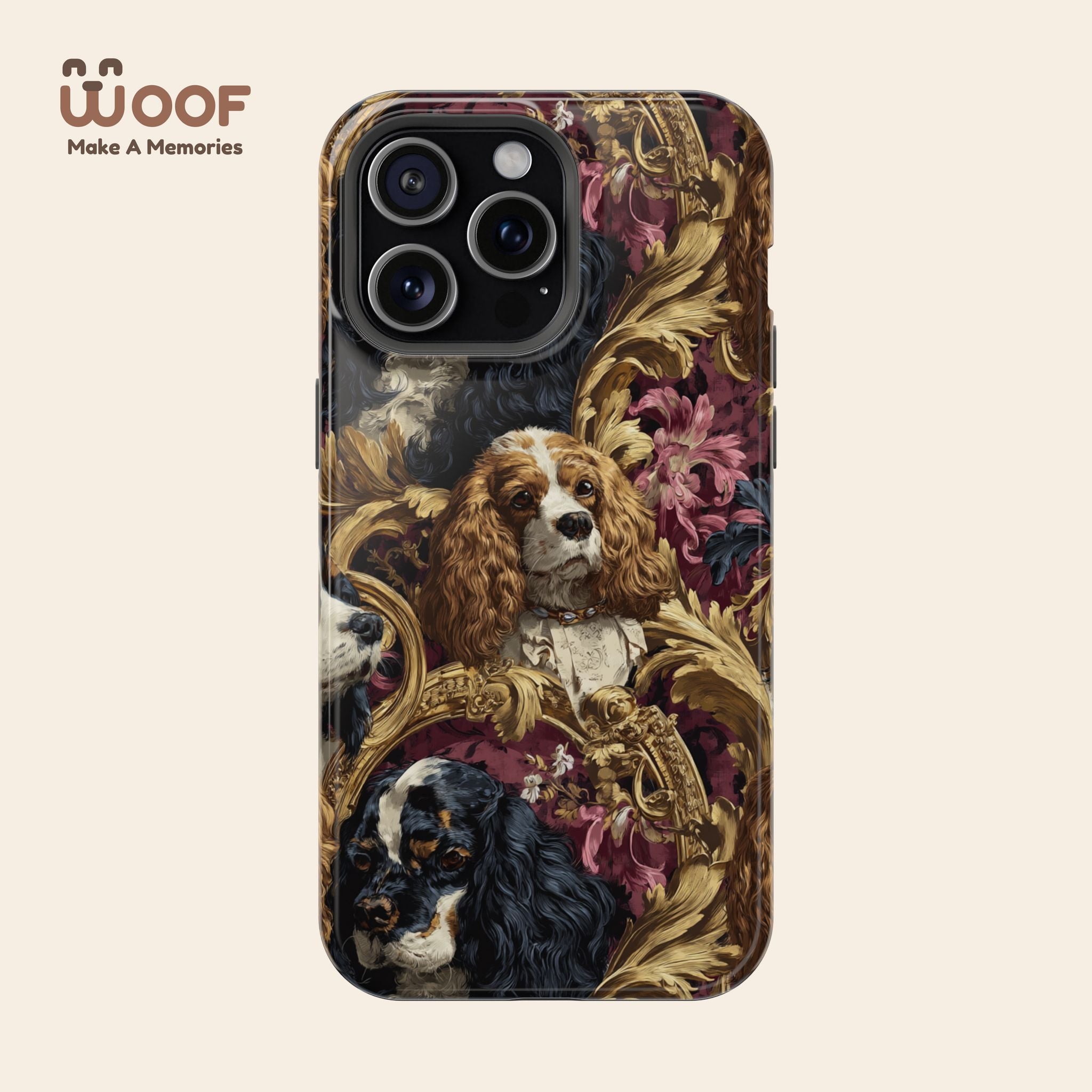 Elegant Pet Portrait Phone Case – Floral Design, Dog Lover Gift, Durable Phone Cover, Unique Art Case, Stylish Accessory