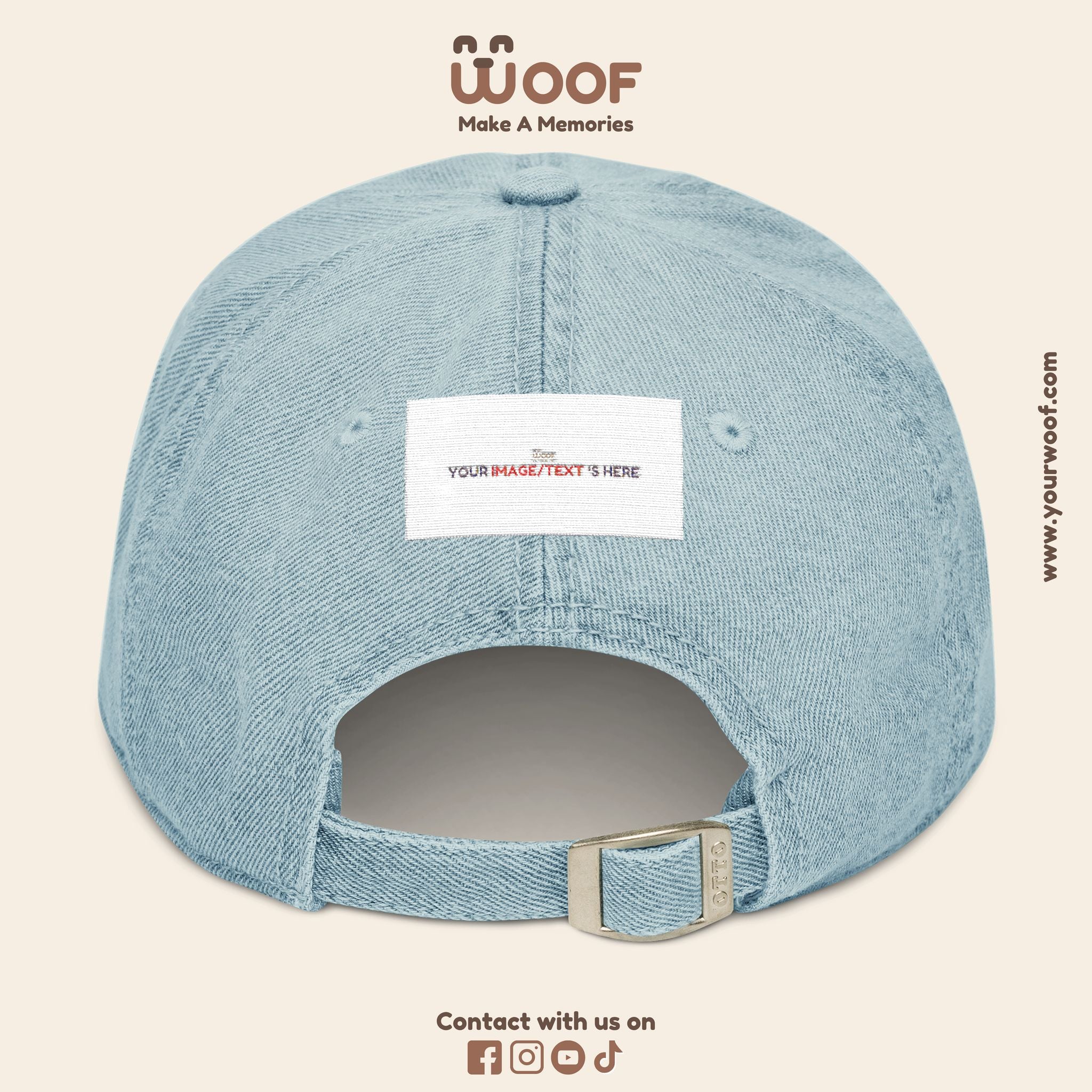 Custom Embroidered Denim Hat, Gift for Dog Lovers, Casual Style Cap, Perfect for Birthdays, Outdoor Adventures, Woof Theme