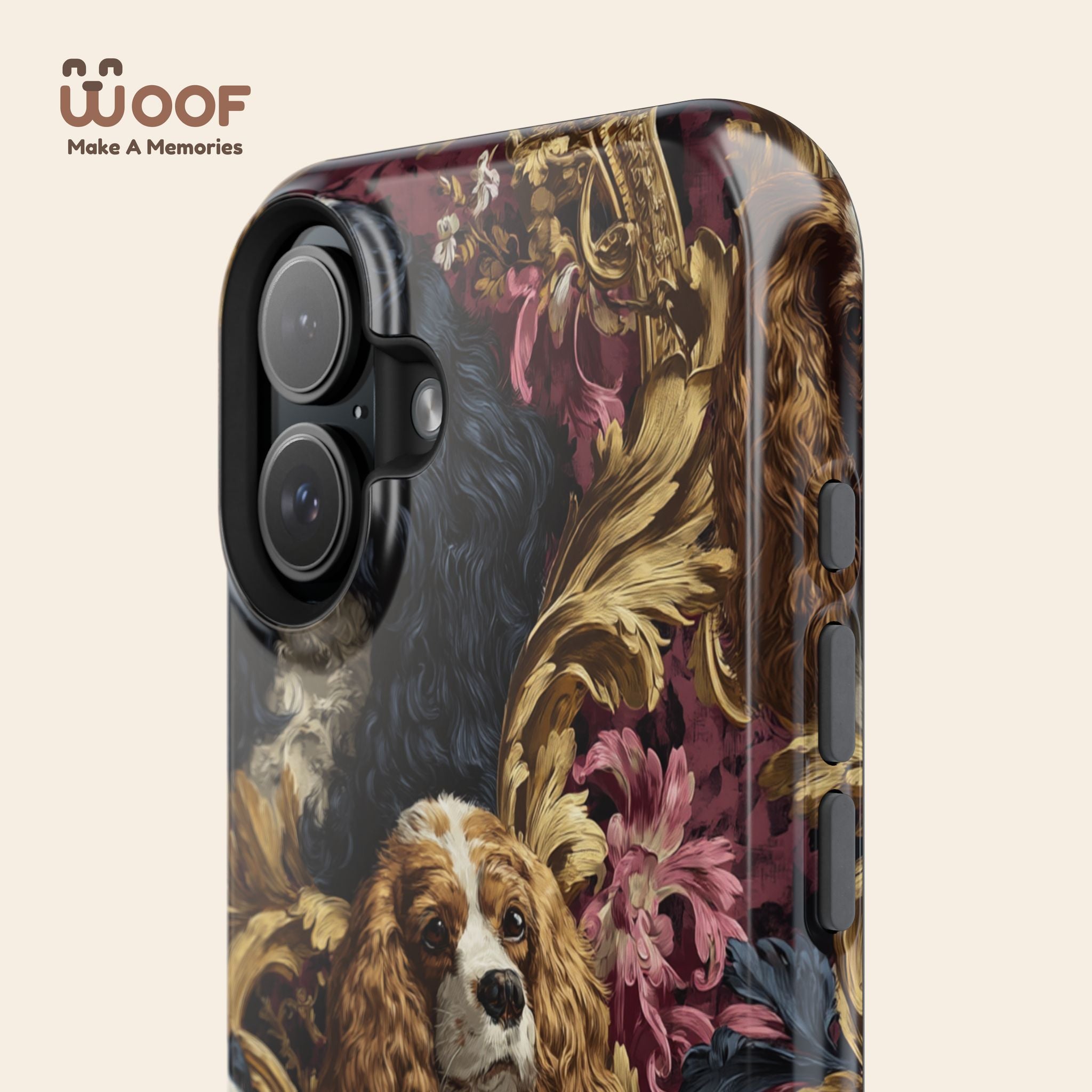 Elegant Pet Portrait Phone Case – Floral Design, Dog Lover Gift, Durable Phone Cover, Unique Art Case, Stylish Accessory