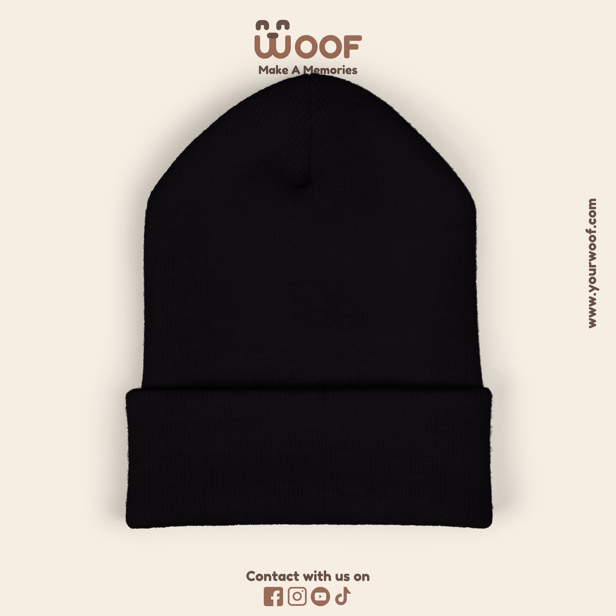 Classic Cuffed Beanie with 'Woof' Embroidery - Perfect for Dog Lovers, Winter Wear, Gift for Pet Owners, Cozy Accessory, Everyday Style