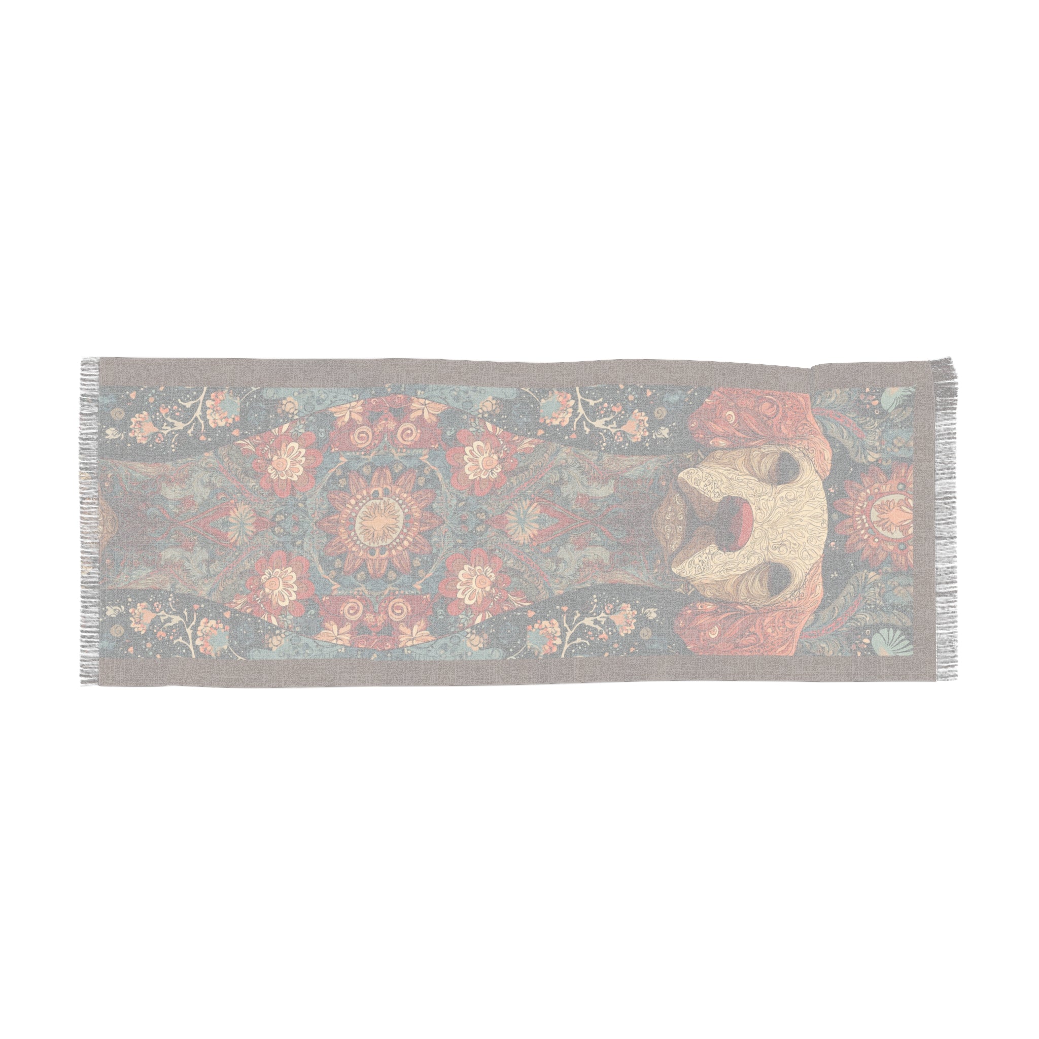 Bohemian Floral Light Scarf with Artistic Mask Design