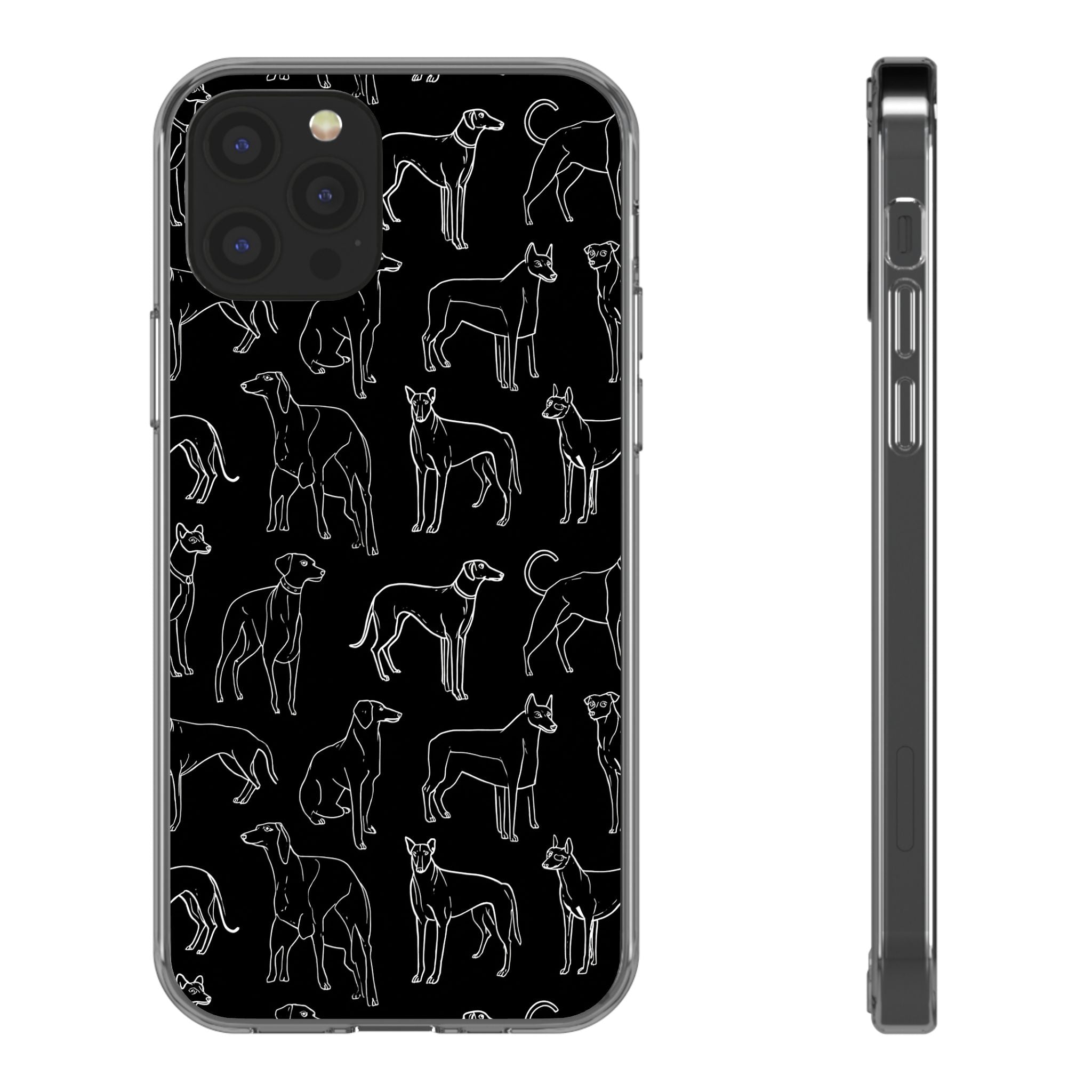 Stylish Dog Print Clear Phone Case, Pet Lover Gift, Customizable Clear Cases, Dog Owner Accessories, Cute Phone Covers