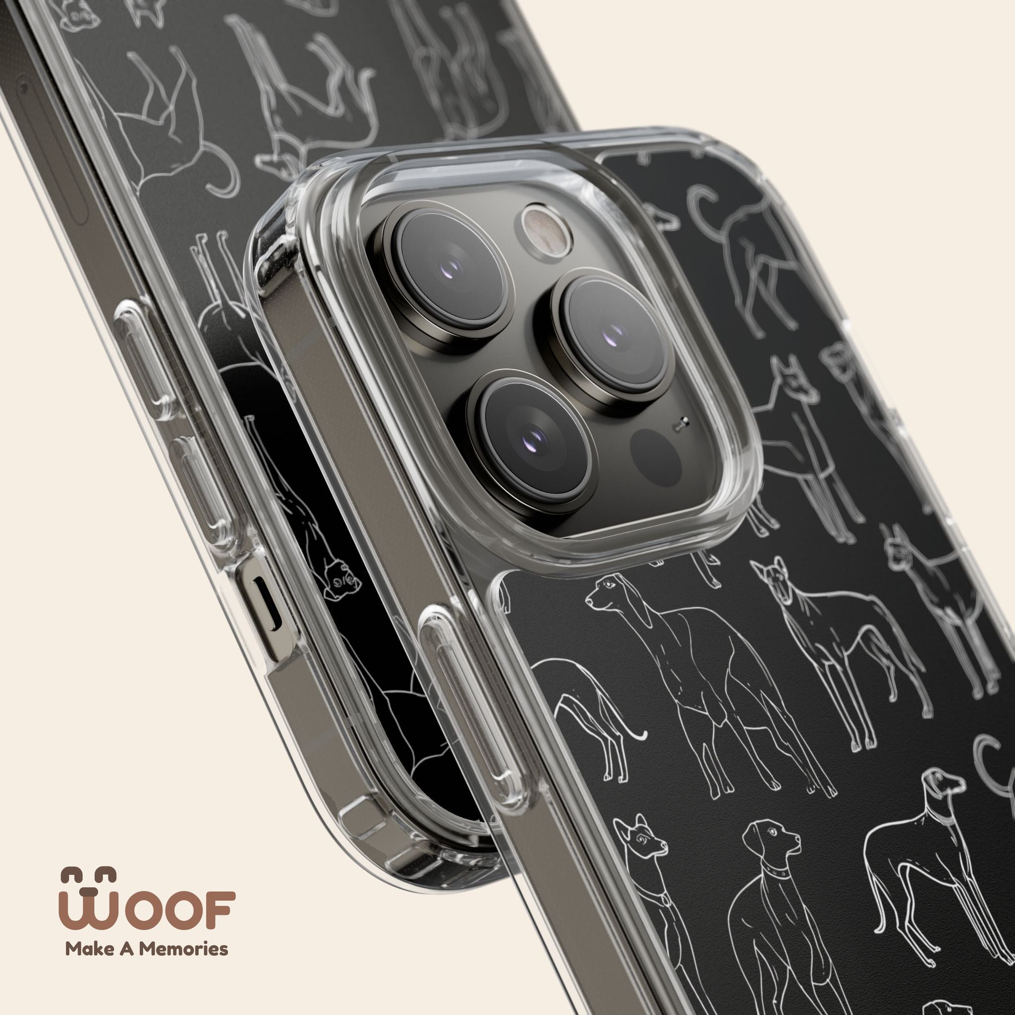 Stylish Dog Print Clear Phone Case, Pet Lover Gift, Customizable Clear Cases, Dog Owner Accessories, Cute Phone Covers