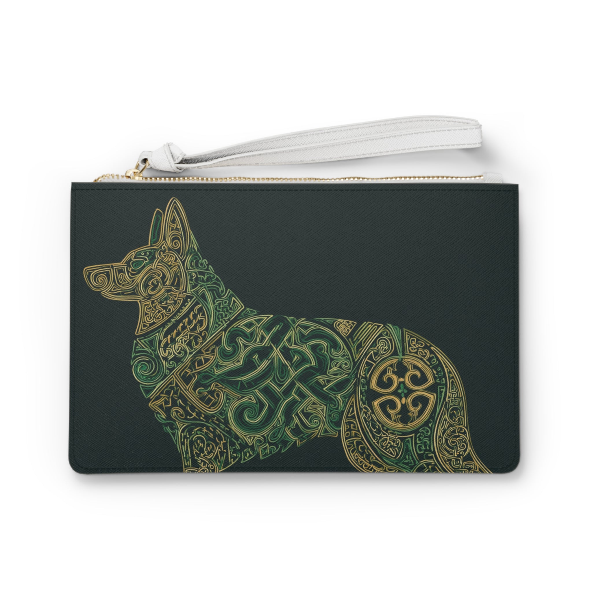 Celtic Dog Clutch Bag, Stylish Pouch for Dog Lovers, Boho Wristlet, Cute Accessory for Events