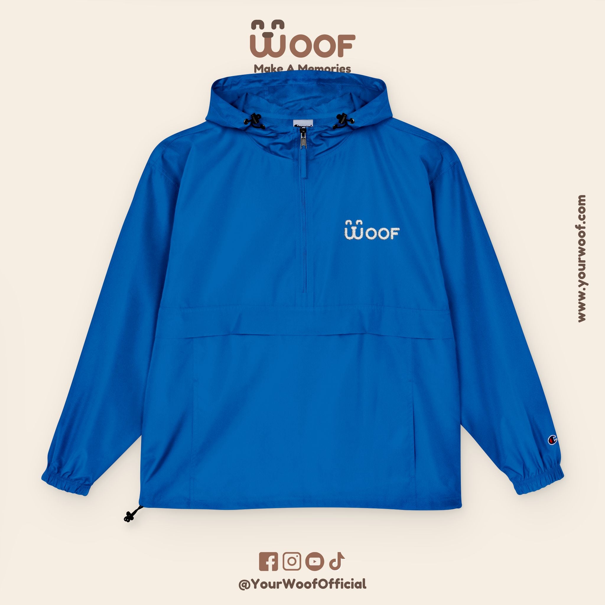 Bright Woof Packable Anorak Jacket, Dog Lover's Gift, Outdoor Adventure Wear, Summer Rain Jacket, Pet Owner Apparel