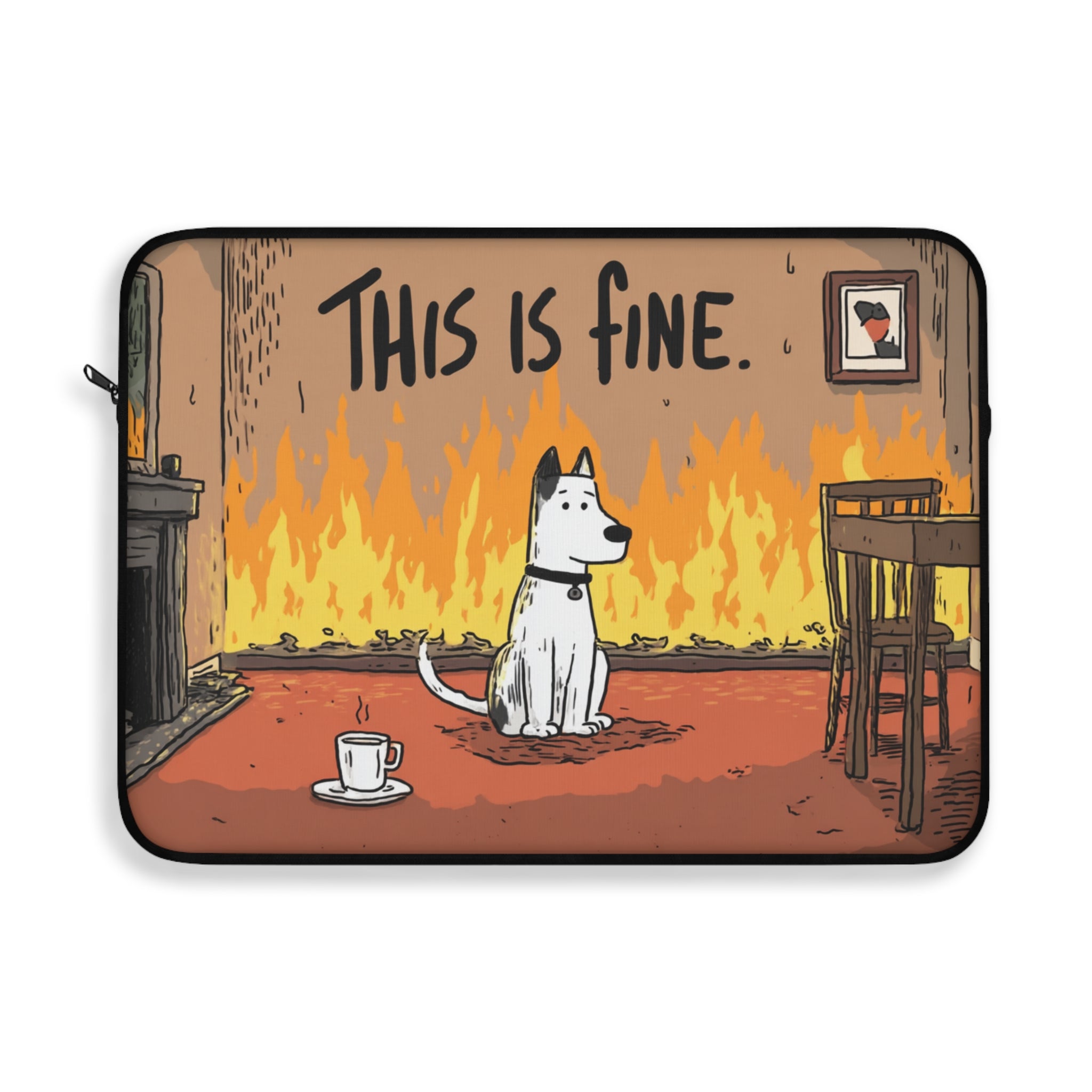 Humorous Laptop Sleeve, Funny Gift for Students, This Is Fine, Office Humor, Tech Accessories for Her
