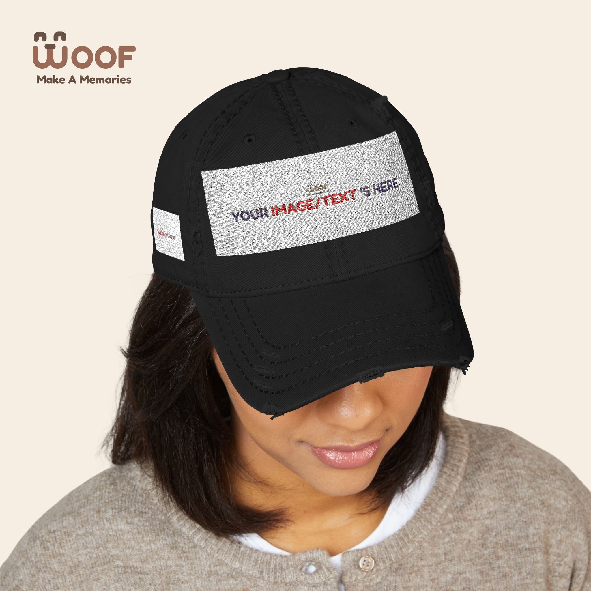 Distressed Embroidered Dad Hat, Customizable Cap for Casual Style, Great for Gifts, Outdoors, Festivals, Everyday Wear