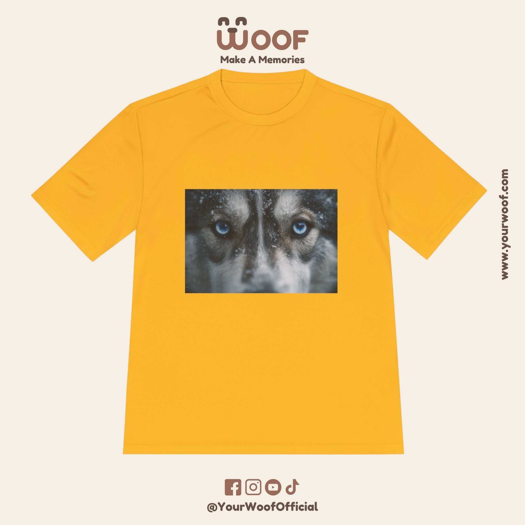 Woof Unisex Moisture Wicking Tee - Dog Lover's Apparel, Perfect for Outdoor Adventures, Pet Days, Gifts for Dog Owners, Cool Summer Wear