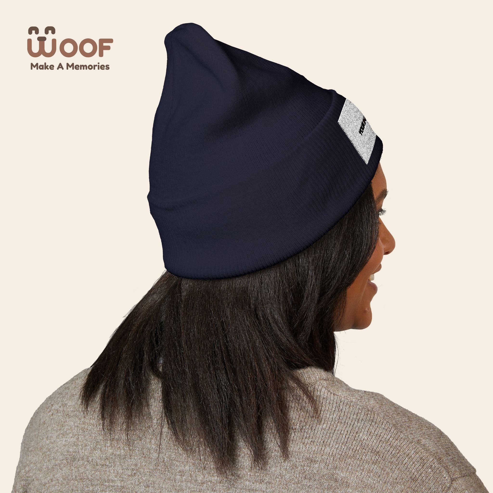 Classic Cuffed Beanie with 'Woof' Embroidery - Perfect for Dog Lovers, Winter Wear, Gift for Pet Owners, Cozy Accessory, Everyday Style