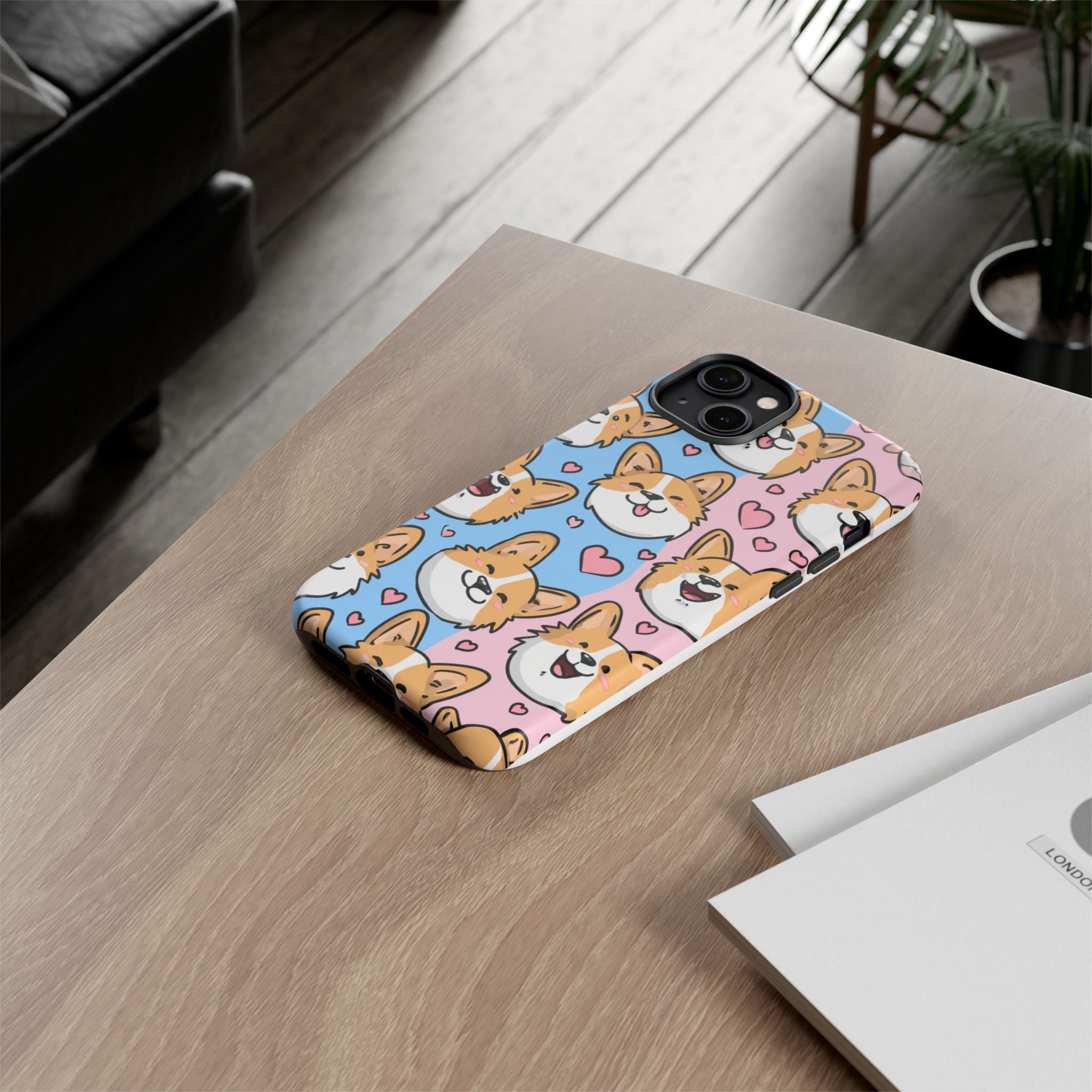 Cute Corgi Phone Case – Fun & Playful Protection with Love Hearts