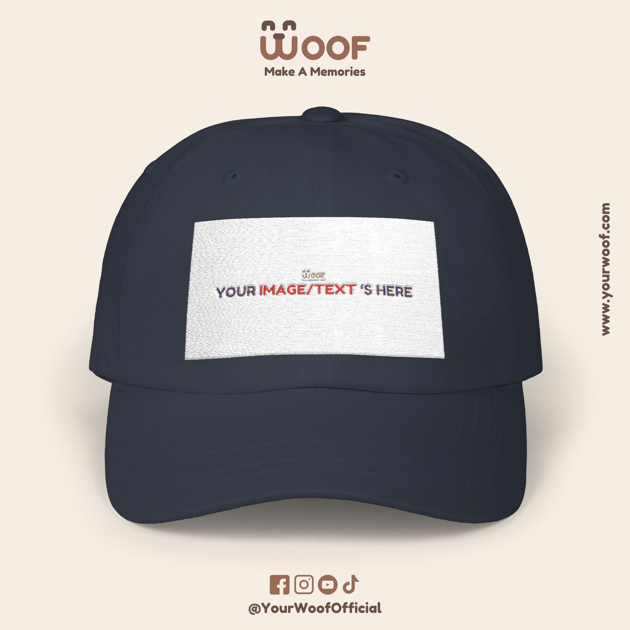 Classic Dad Cap with Woof Design, Adjustable Cap for Dog Lovers, Gift for Pet Owners, Casual Style Hat, Everyday Wear