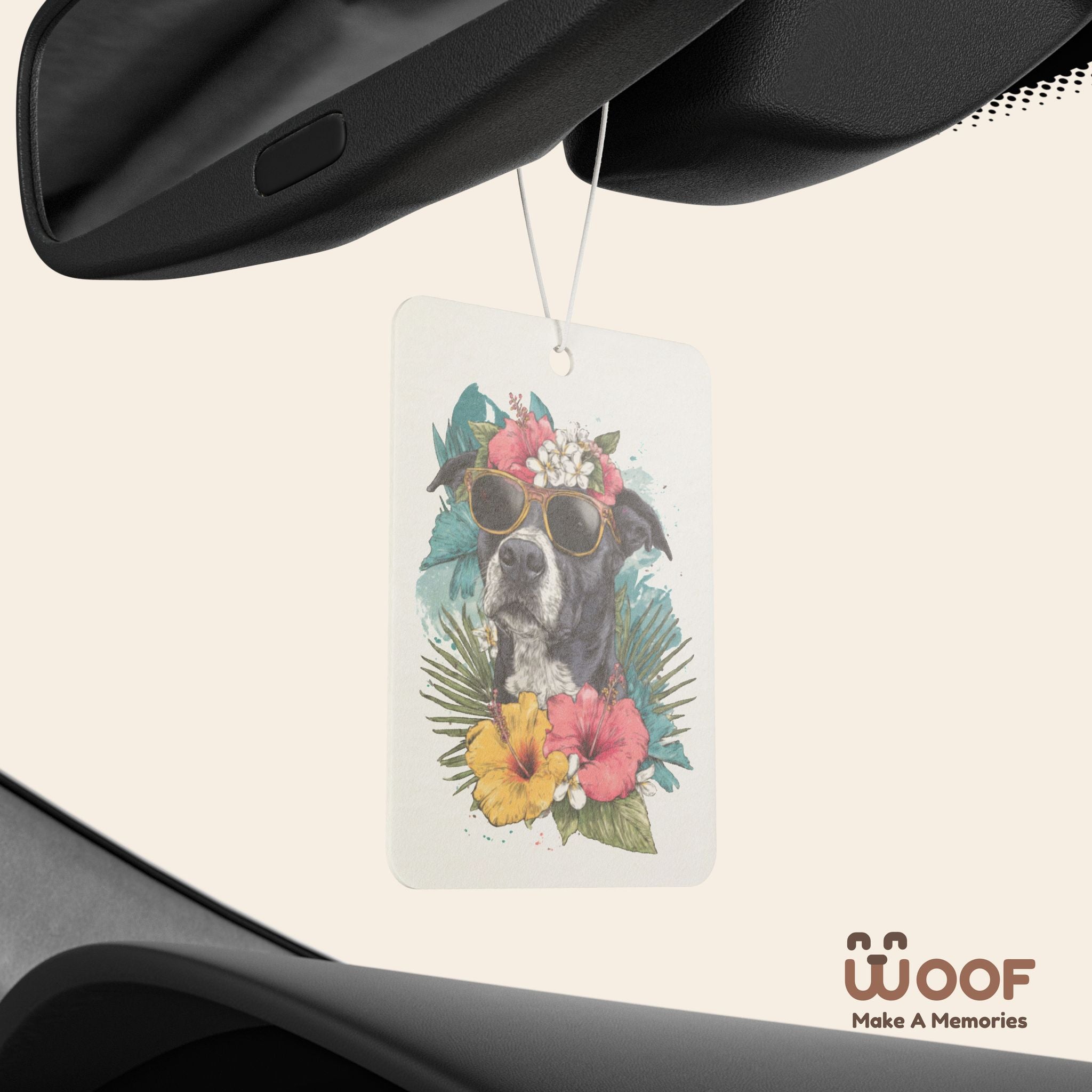 Tropical Dog Car Air Freshener - Floral Design