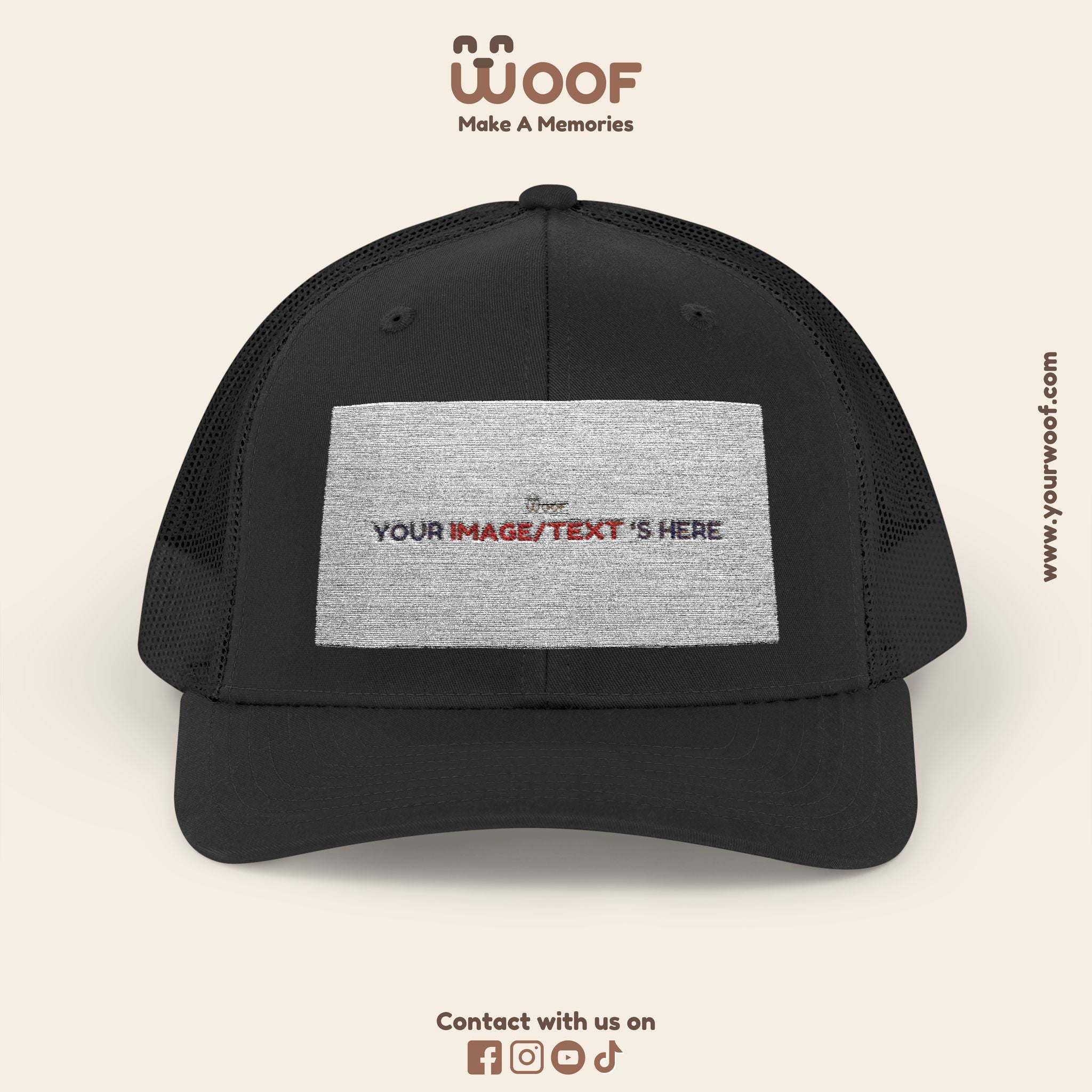 Woof Snapback Trucker Cap - Pet Lovers Gift, Dog Mom Hat, Casual Outdoor Accessory, Fun Pet Apparel, Unique Dog Dad Gift
