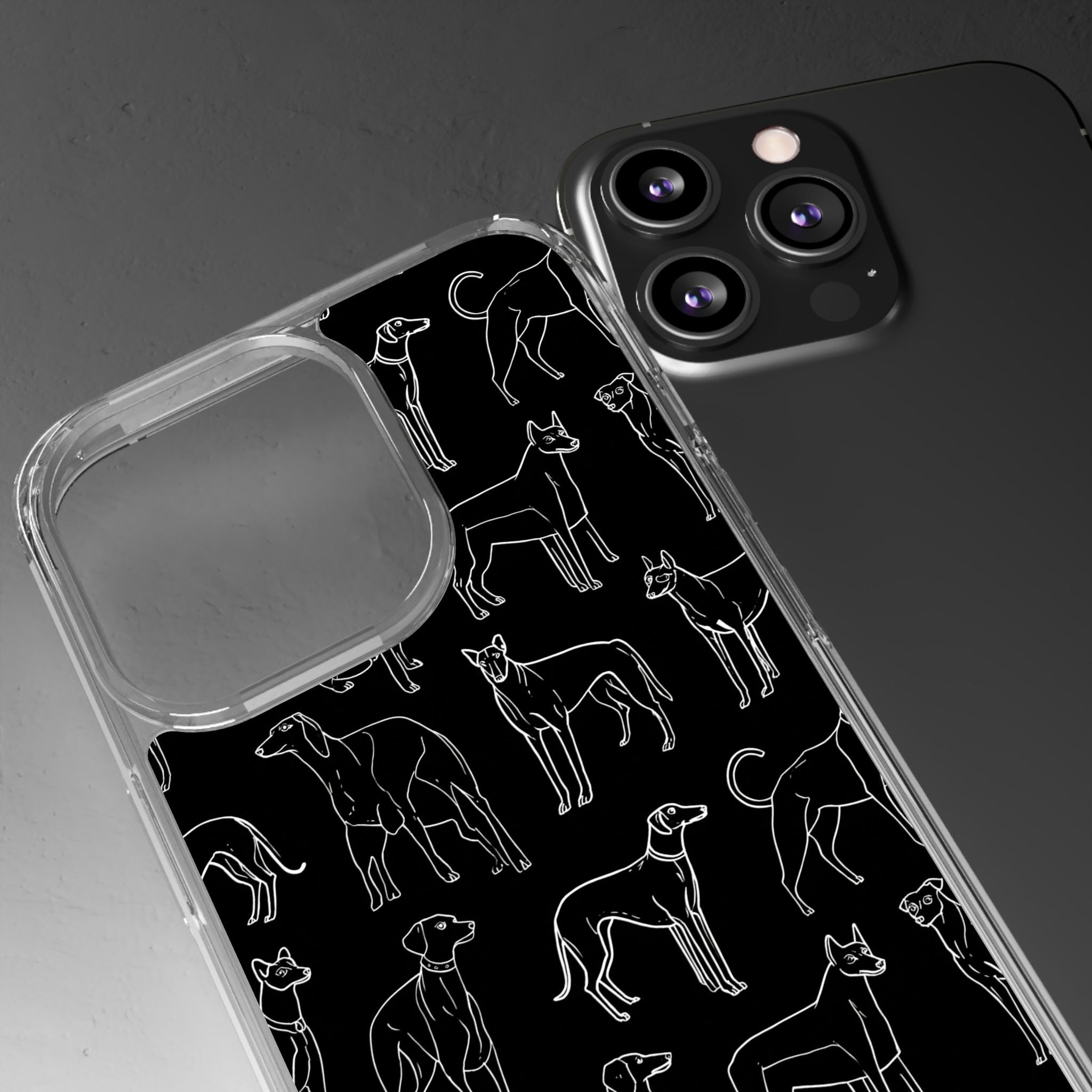 Stylish Dog Print Clear Phone Case, Pet Lover Gift, Customizable Clear Cases, Dog Owner Accessories, Cute Phone Covers