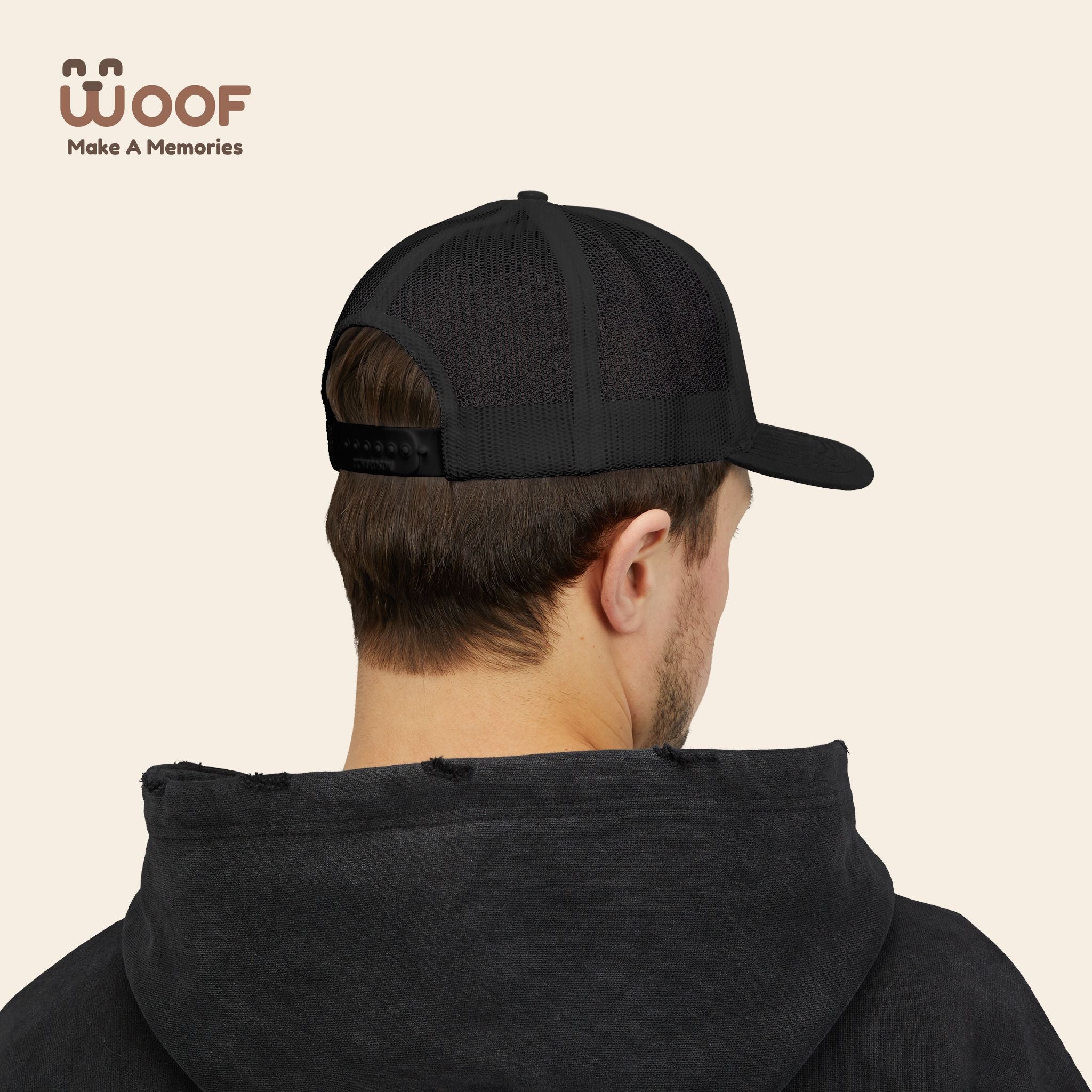 Woof Snapback Trucker Cap - Pet Lovers Gift, Dog Mom Hat, Casual Outdoor Accessory, Fun Pet Apparel, Unique Dog Dad Gift