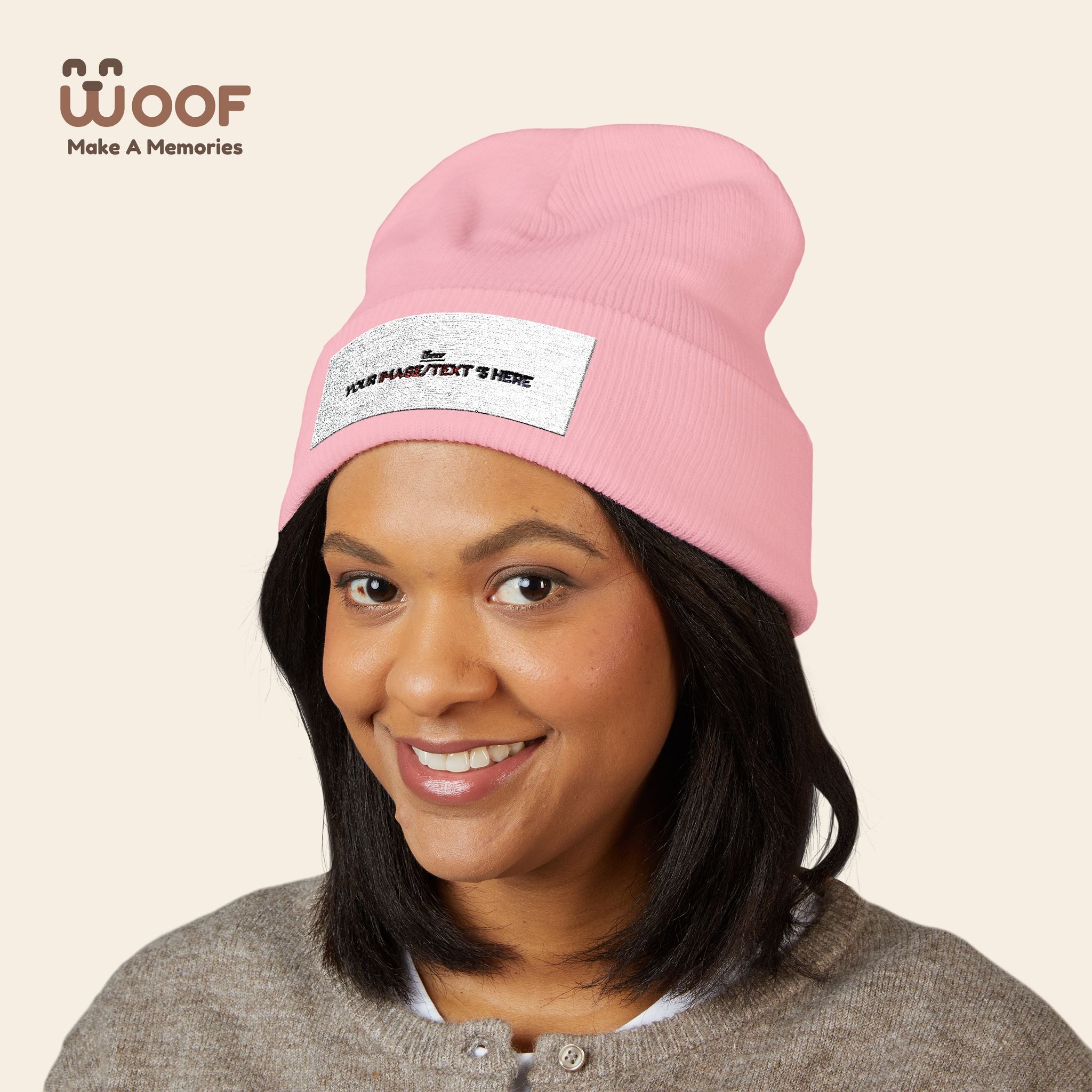 Classic Cuffed Beanie with 'Woof' Embroidery - Perfect for Dog Lovers, Winter Wear, Gift for Pet Owners, Cozy Accessory, Everyday Style
