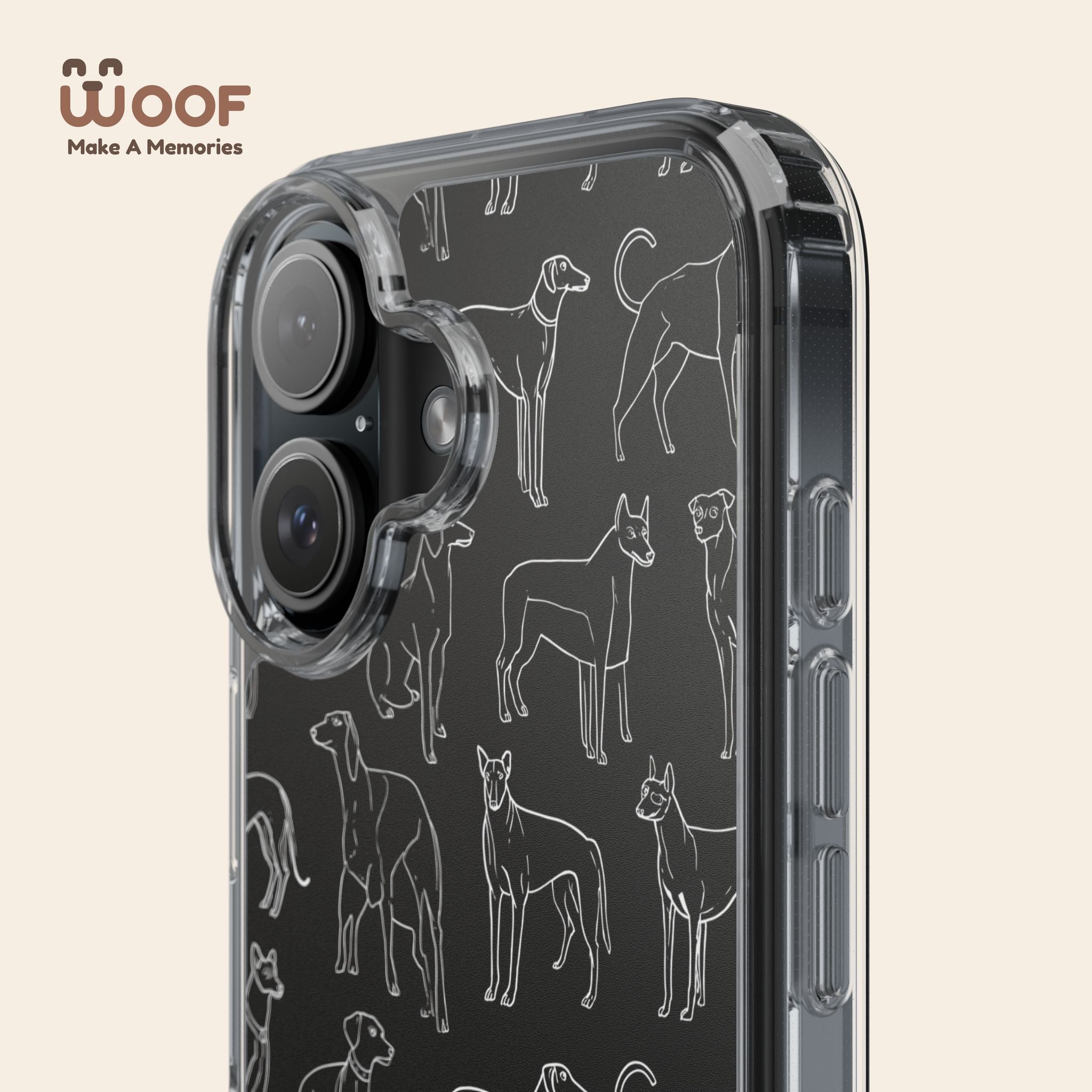 Stylish Dog Print Clear Phone Case, Pet Lover Gift, Customizable Clear Cases, Dog Owner Accessories, Cute Phone Covers