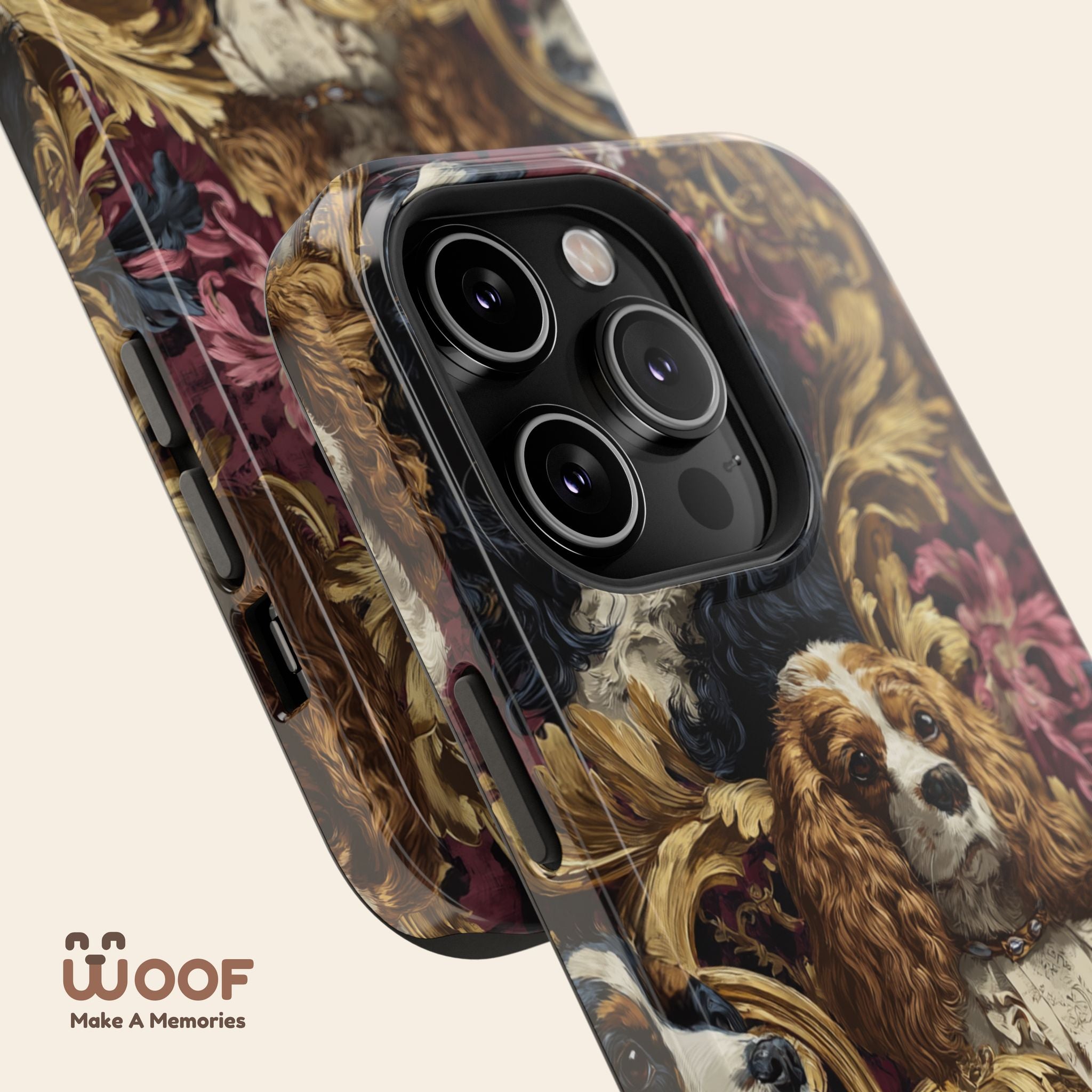 Elegant Pet Portrait Phone Case – Floral Design, Dog Lover Gift, Durable Phone Cover, Unique Art Case, Stylish Accessory