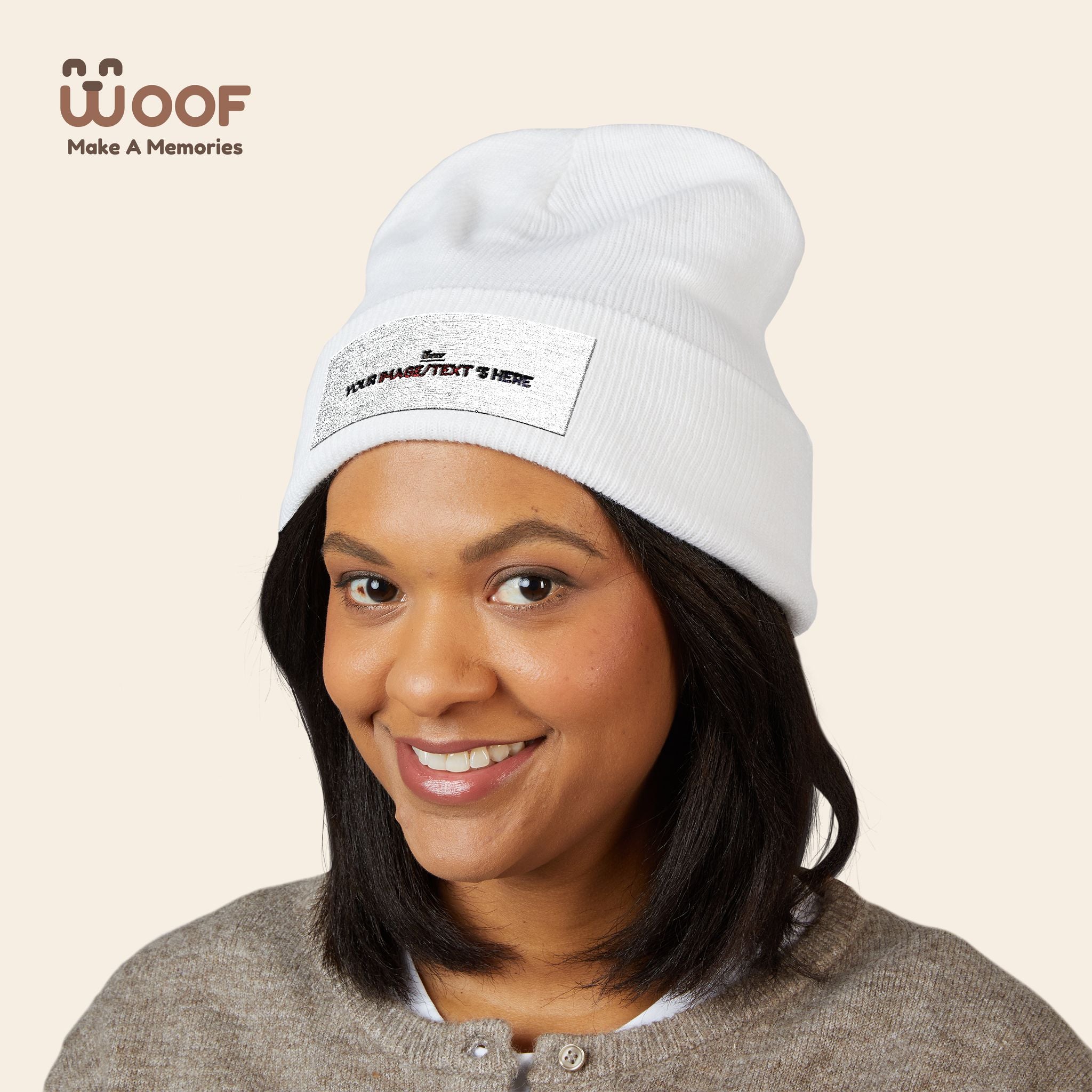 Classic Cuffed Beanie with 'Woof' Embroidery - Perfect for Dog Lovers, Winter Wear, Gift for Pet Owners, Cozy Accessory, Everyday Style