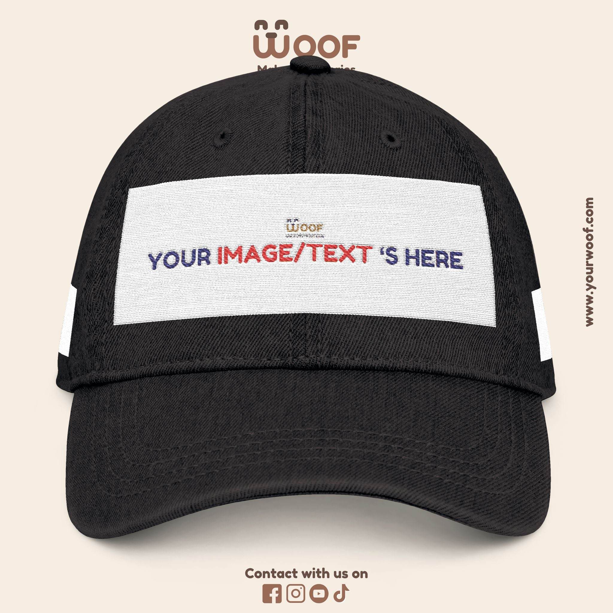 Custom Embroidered Denim Hat, Gift for Dog Lovers, Casual Style Cap, Perfect for Birthdays, Outdoor Adventures, Woof Theme