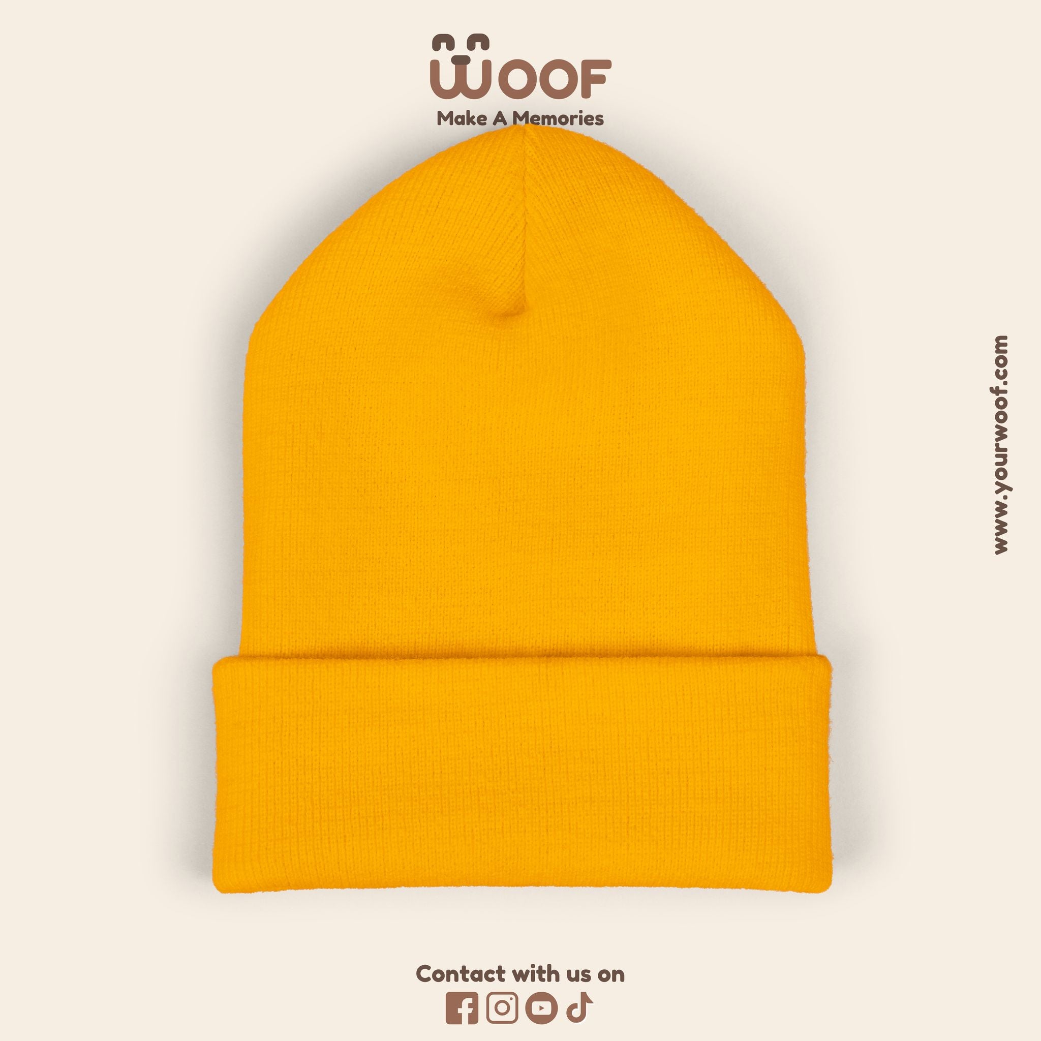 Classic Cuffed Beanie with 'Woof' Embroidery - Perfect for Dog Lovers, Winter Wear, Gift for Pet Owners, Cozy Accessory, Everyday Style