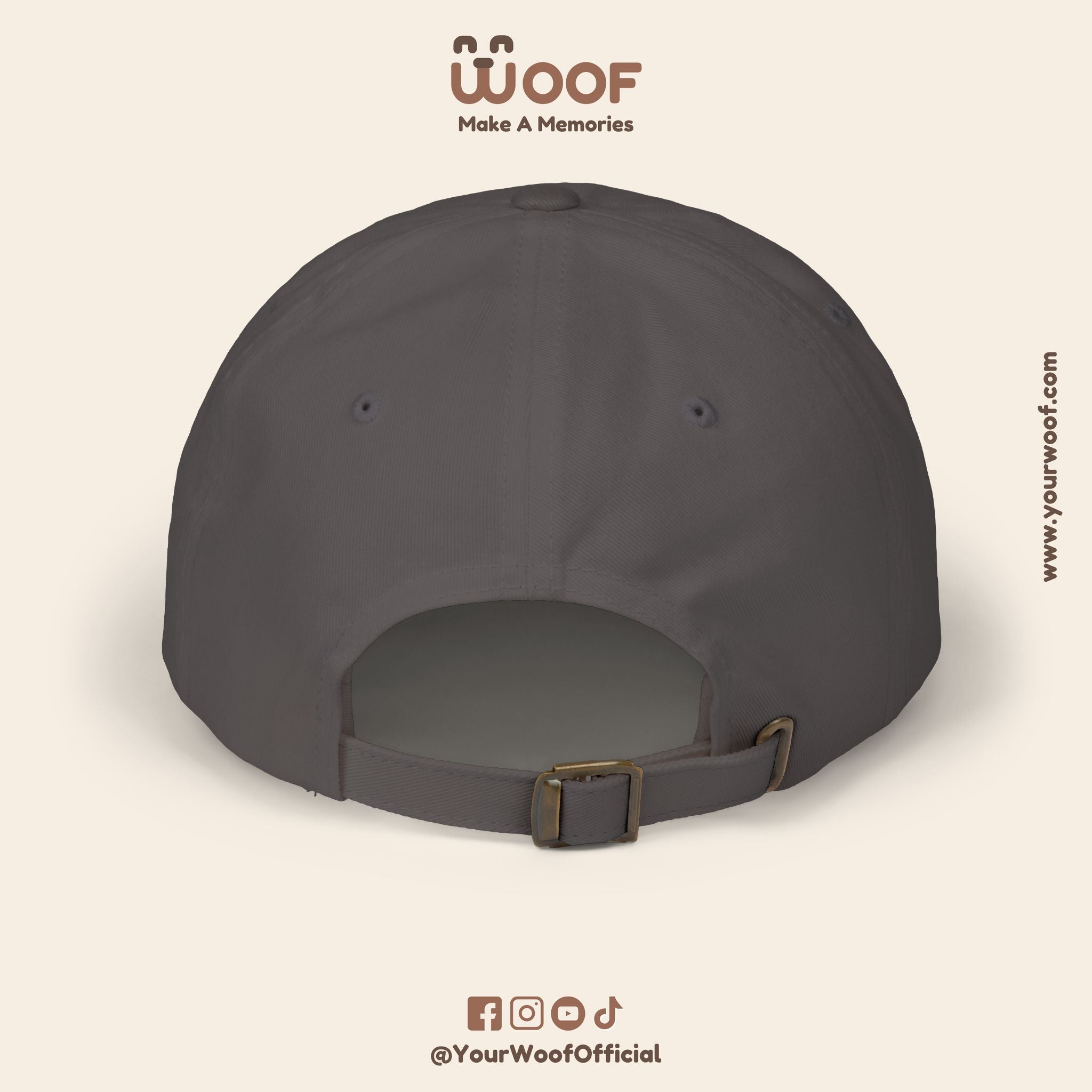 Classic Dad Cap with Woof Design, Adjustable Cap for Dog Lovers, Gift for Pet Owners, Casual Style Hat, Everyday Wear