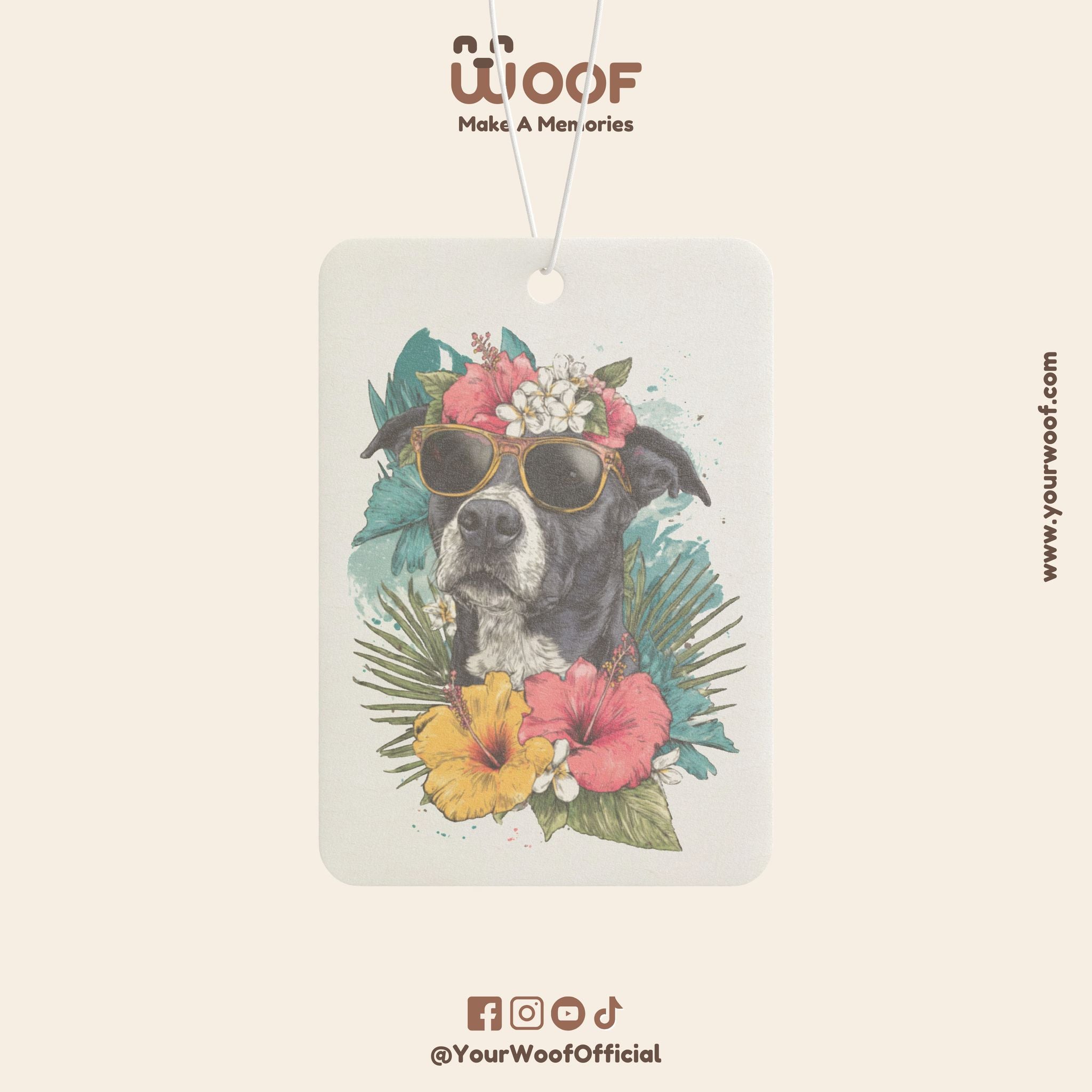 Tropical Dog Car Air Freshener - Floral Design
