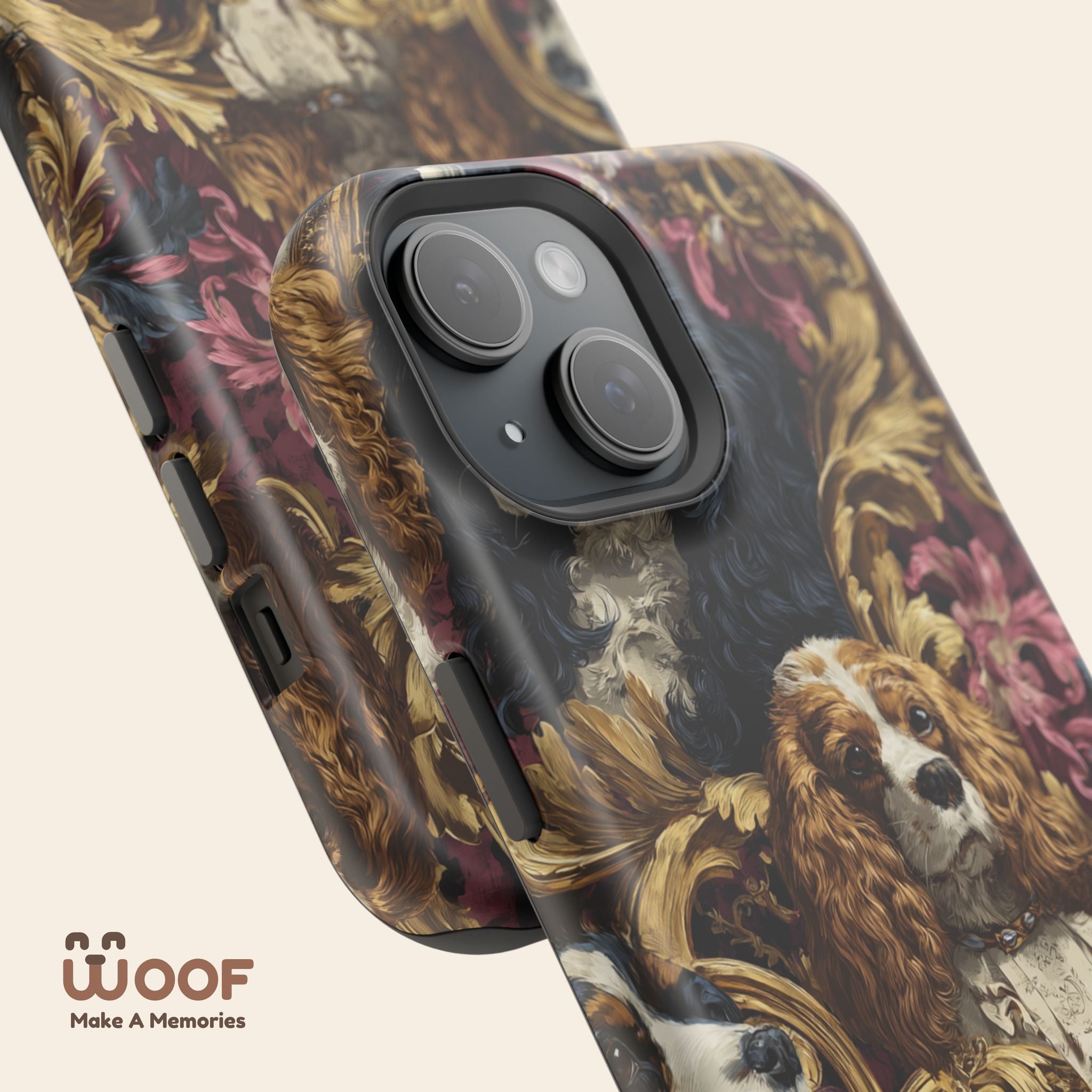 Elegant Pet Portrait Phone Case – Floral Design, Dog Lover Gift, Durable Phone Cover, Unique Art Case, Stylish Accessory